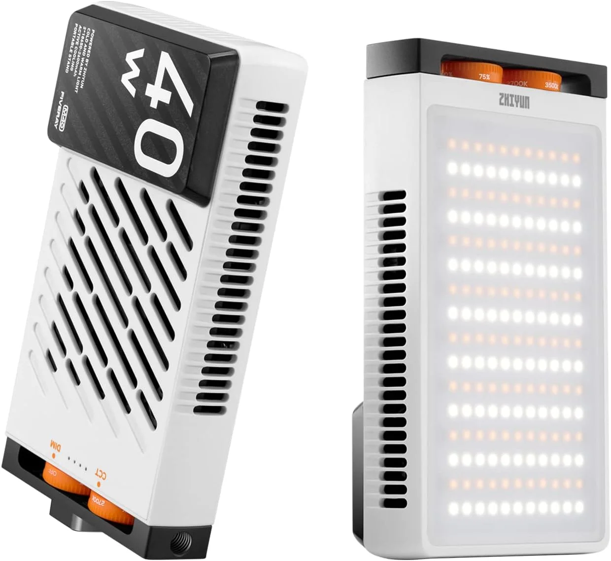 چراغ ویدئویی ال ای دی Zhiyun M40، پنل نور قابل حمل دو رنگ FIVERAY M40 40W برای عکاسی 14000 لوکس در 0.3 متر 2700K-6200K CRI 96+/TLCI 97+ دارای فن های داخلی و پشتیبانی از شارژ سریع PD