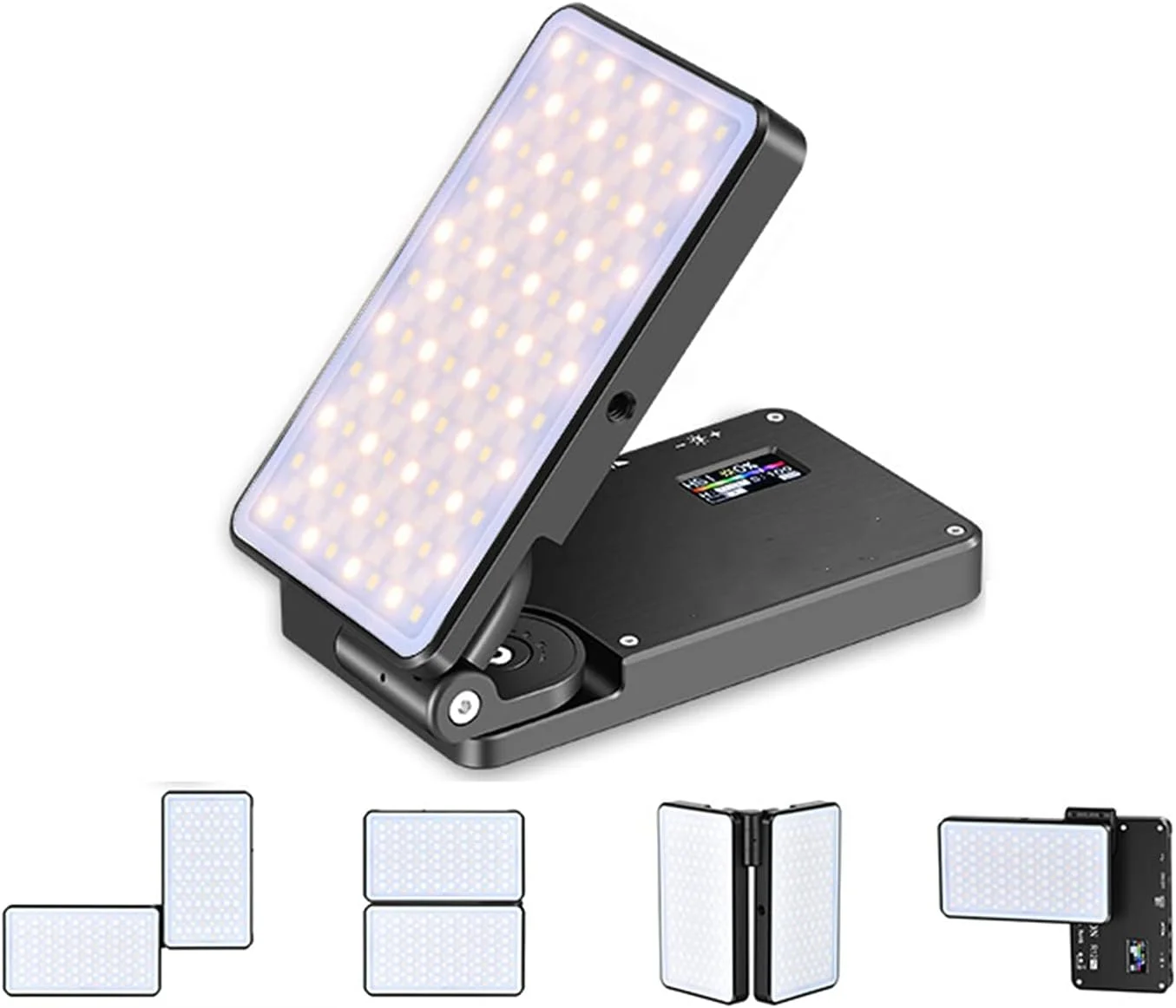 نور ویدئویی LED تاشو RGB با صفحه نمایش OLED، نورپردازی عکاسی با باتری لیتیومی داخلی با ظرفیت بالا، نور پرکننده برای عکاسی از پرتره محصول و فیلمبرداری