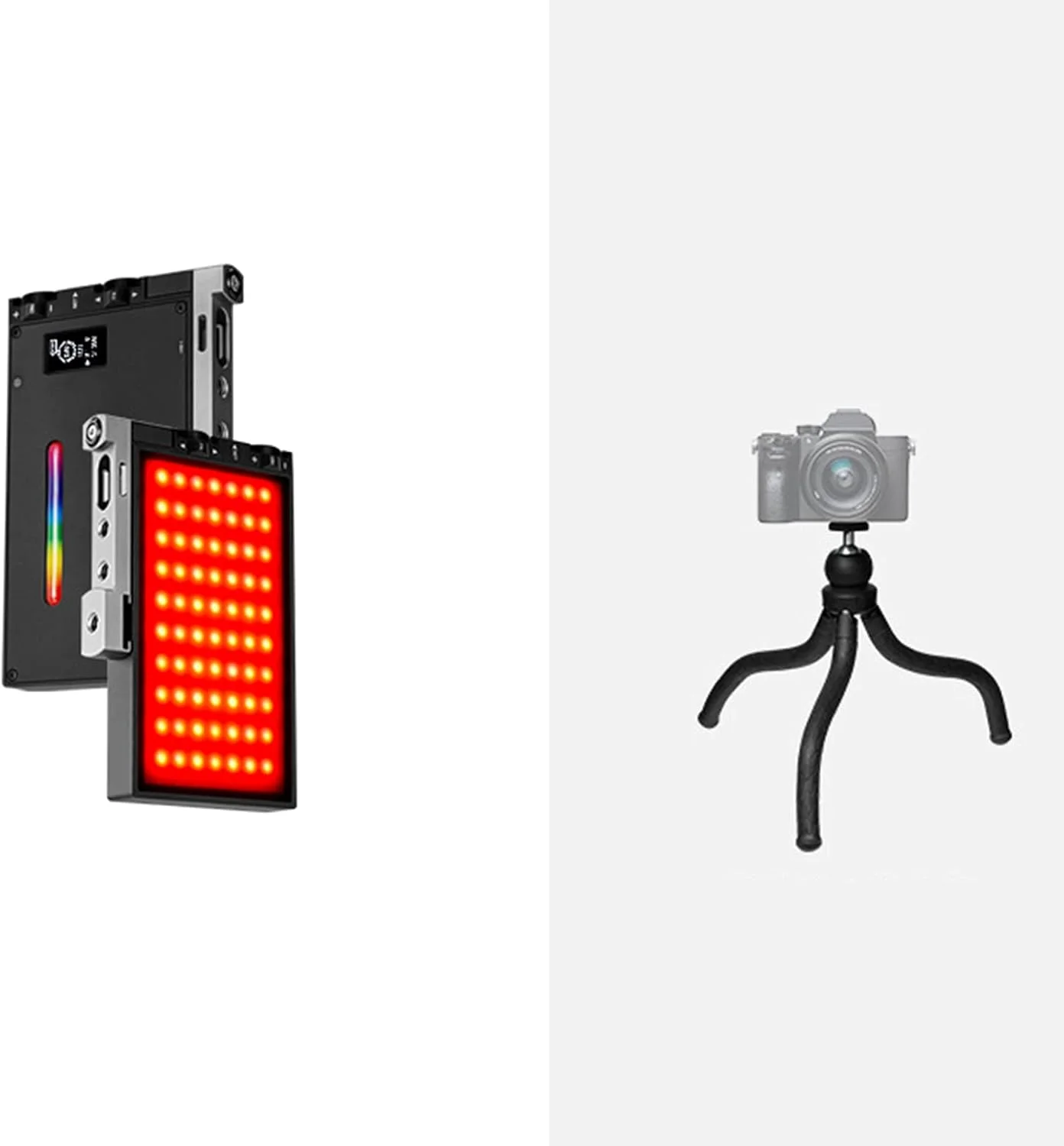 نور ویدئویی RGB، نور کامل رنگی 360 درجه قابل شارژ LED با پایه سه پایه قابل تنظیم برای عکاسی، مناسب برای گرفتن عکس از صحنه ها مانند سلفی و غیره