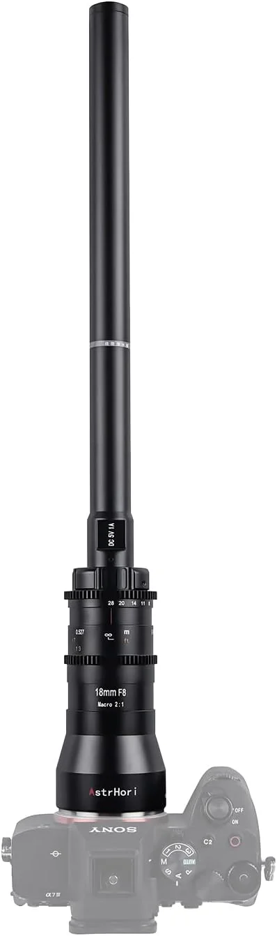 لنز ماکرو واید انگل 18mm F8 APS-C 2X با نور حلقه ای یکپارچه AstrHori برای دوربین های بدون آینه نیکون Z مانت سری Z6, Z7, Z50, Z5, Z6II, Z7II, Z9, Z8 و غیره (مشکی)