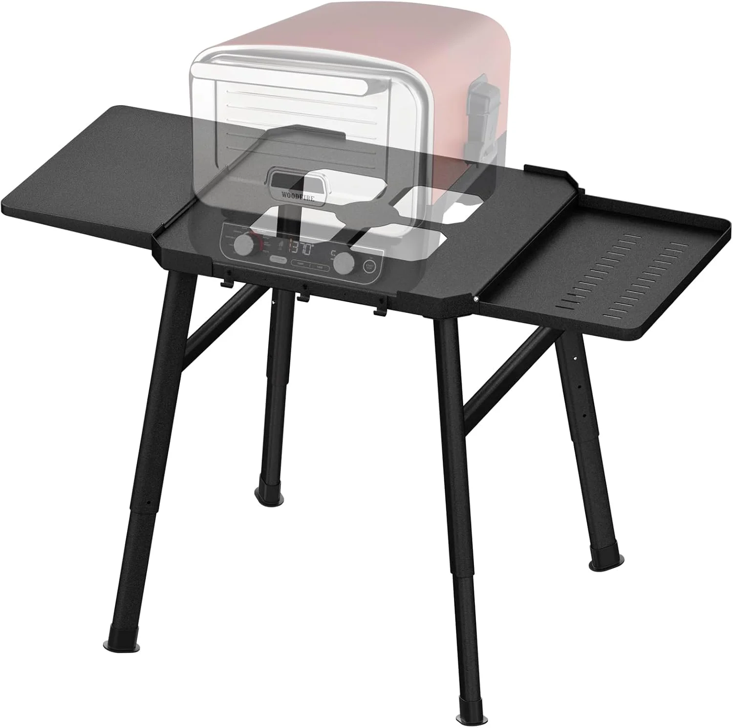 پایه گریل برای نینجا وودفایر، میز فر پیتزا برای باربیکیو در فضای باز، پایه گریل باربیکیو برای فر پیتزا ضد آب فضای باز نینجا، چرخ دستی گریل باربیکیو فلزی