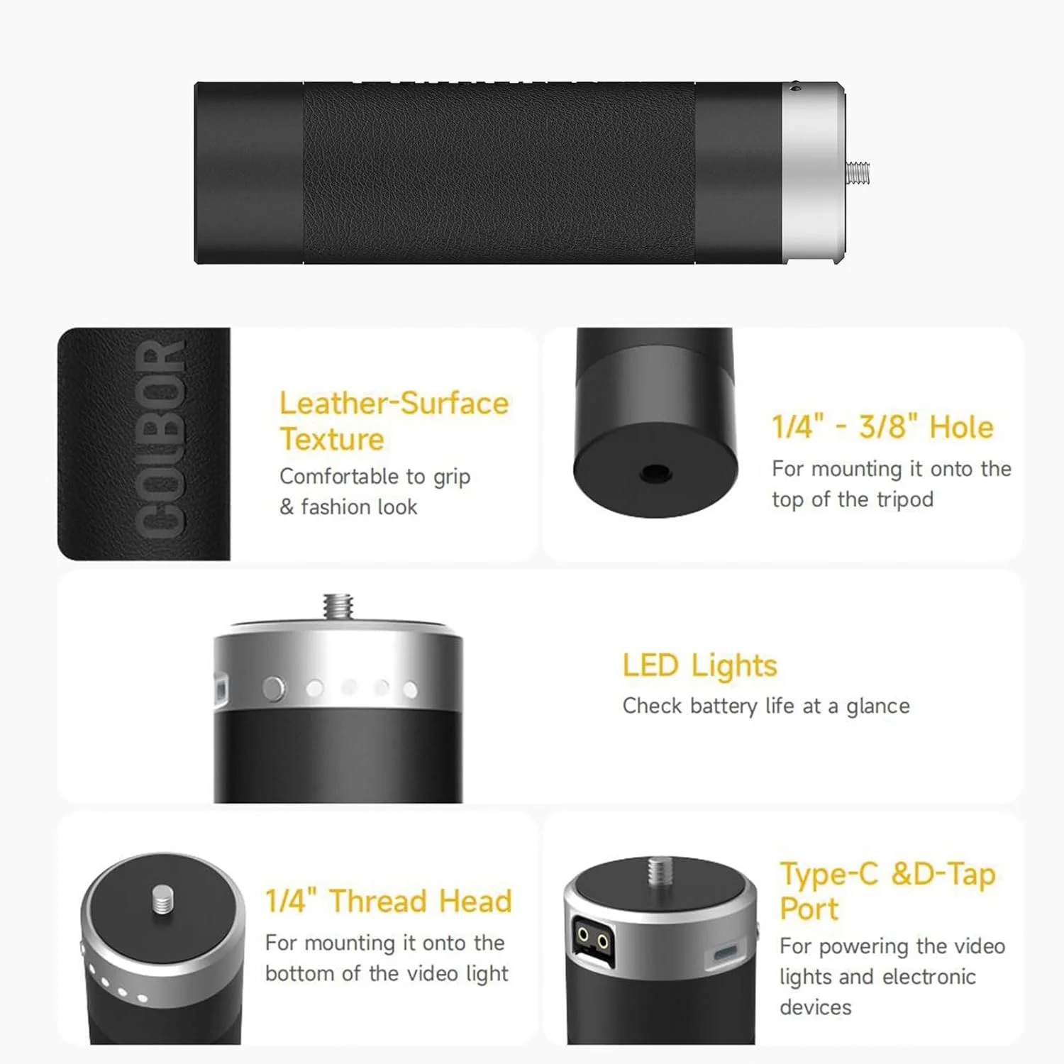 گریپ باتری Pepisky PG99 98WH با پیچ 1/4 اینچی، رابط D-Tap و Type-C، منبع تغذیه باتری داخلی با ظرفیت بالا برای گریپ برق لامپ های ویدیویی CL60 CL100 W60 W100