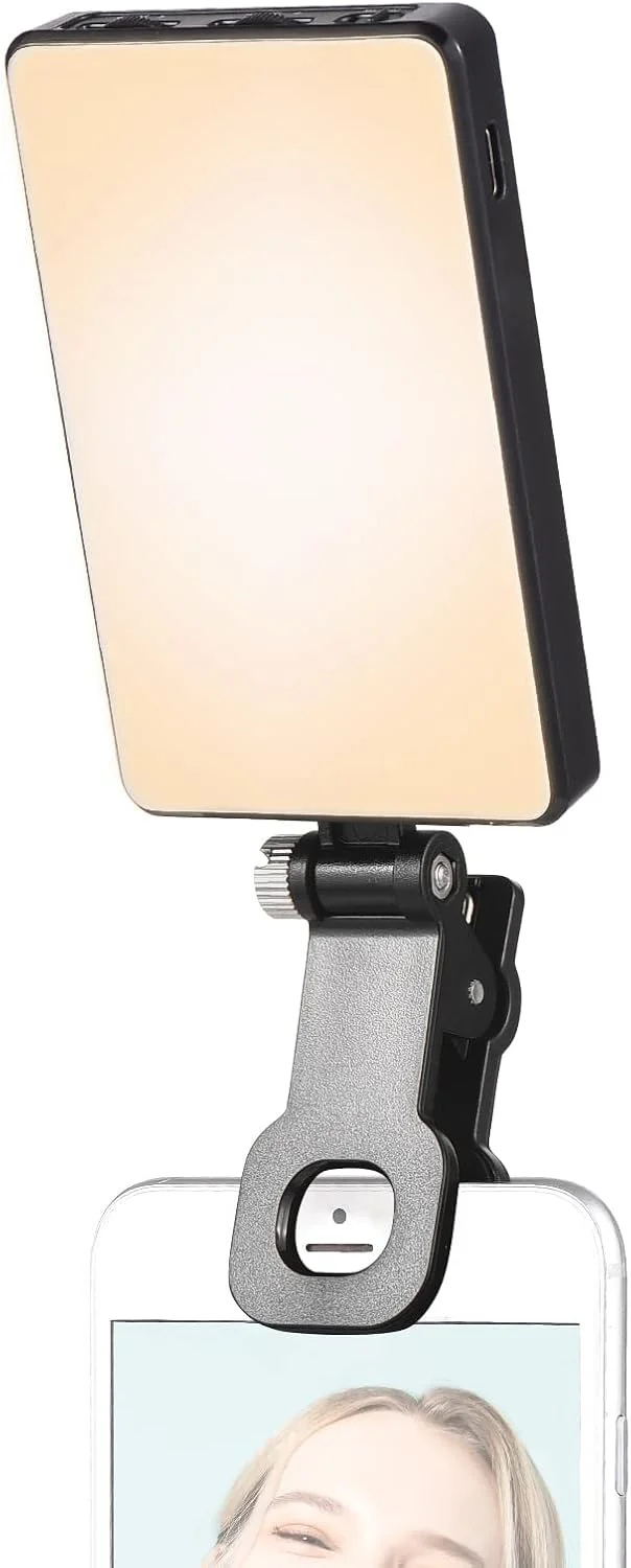 نور ویدئویی LED جیبی Pepisky با گیره صفحه نمایش، مناسب برای کامپیوتر، تبلت، تلفن همراه، کنفرانس ویدئویی، نور پرکننده گیره ای 2500K-9000K با قابلیت تنظیم نور و باتری داخلی برای جلسات آنلاین، پخش زنده و سلفی