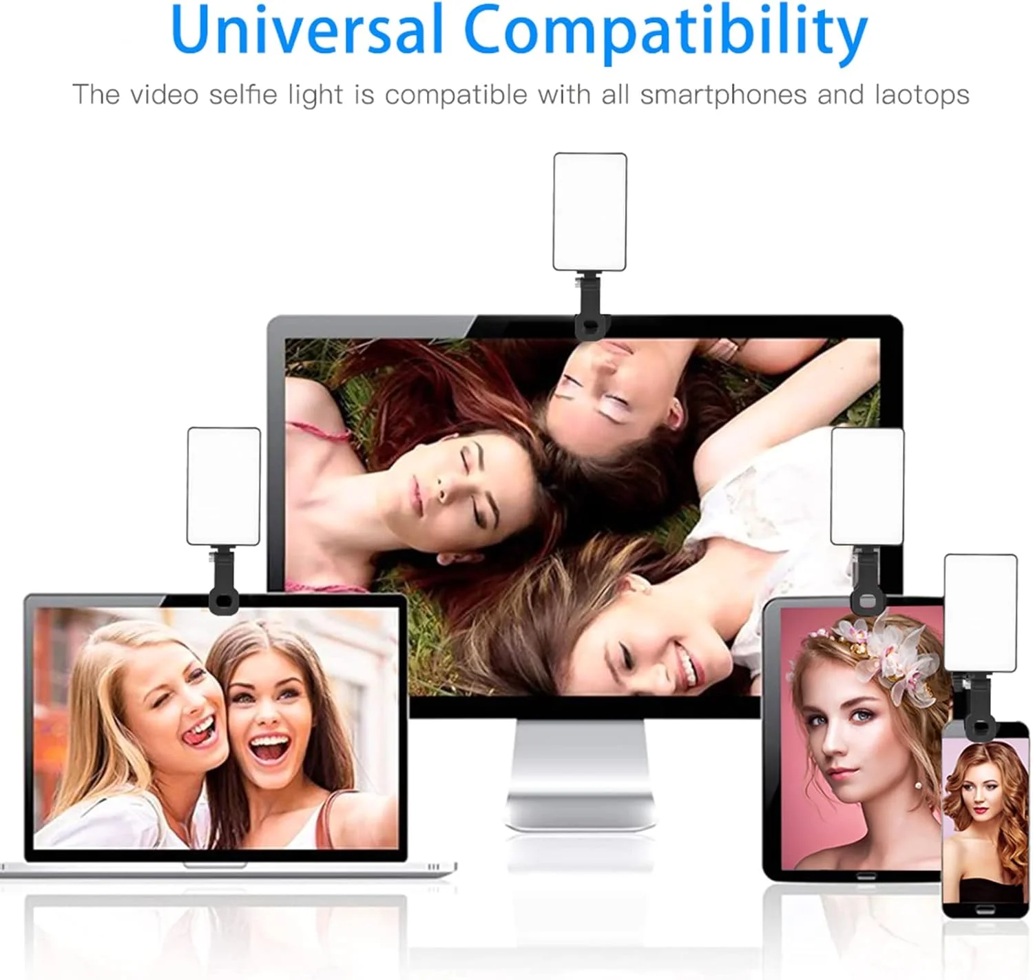 نور ویدئویی LED جیبی Pepisky با گیره صفحه نمایش، مناسب برای کامپیوتر، تبلت و تلفن همراه، نور گیره ای کنفرانس ویدئویی، نور پرکننده 2500K-9000K با قابلیت تنظیم نور و باتری داخلی برای جلسات آنلاین، پخش زنده و سلفی