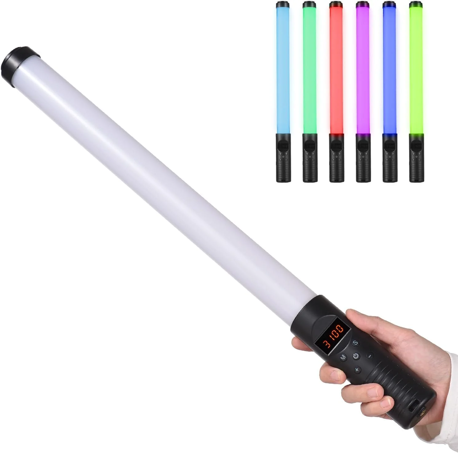 چراغ عکاسی دستی 6 وات RGB Pepisky، چراغ LED قابل حمل با صفحه نمایش LED، CRI≥ 85Ra، دمای رنگ 3000K-6000K، قابل تنظیم، 76 مهره، باتری داخلی 1200mAh با Type-C