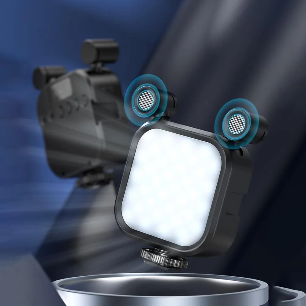 نور پرکننده LED چند منظوره Pepisky، نور عکاسی جیبی با دو میکروفون، ظرفیت باتری بزرگ 2500K-9000K، محدوده انتقال 2 متری قابل تنظیم، تغذیه Type-C با 3 پایه کفشک سرد