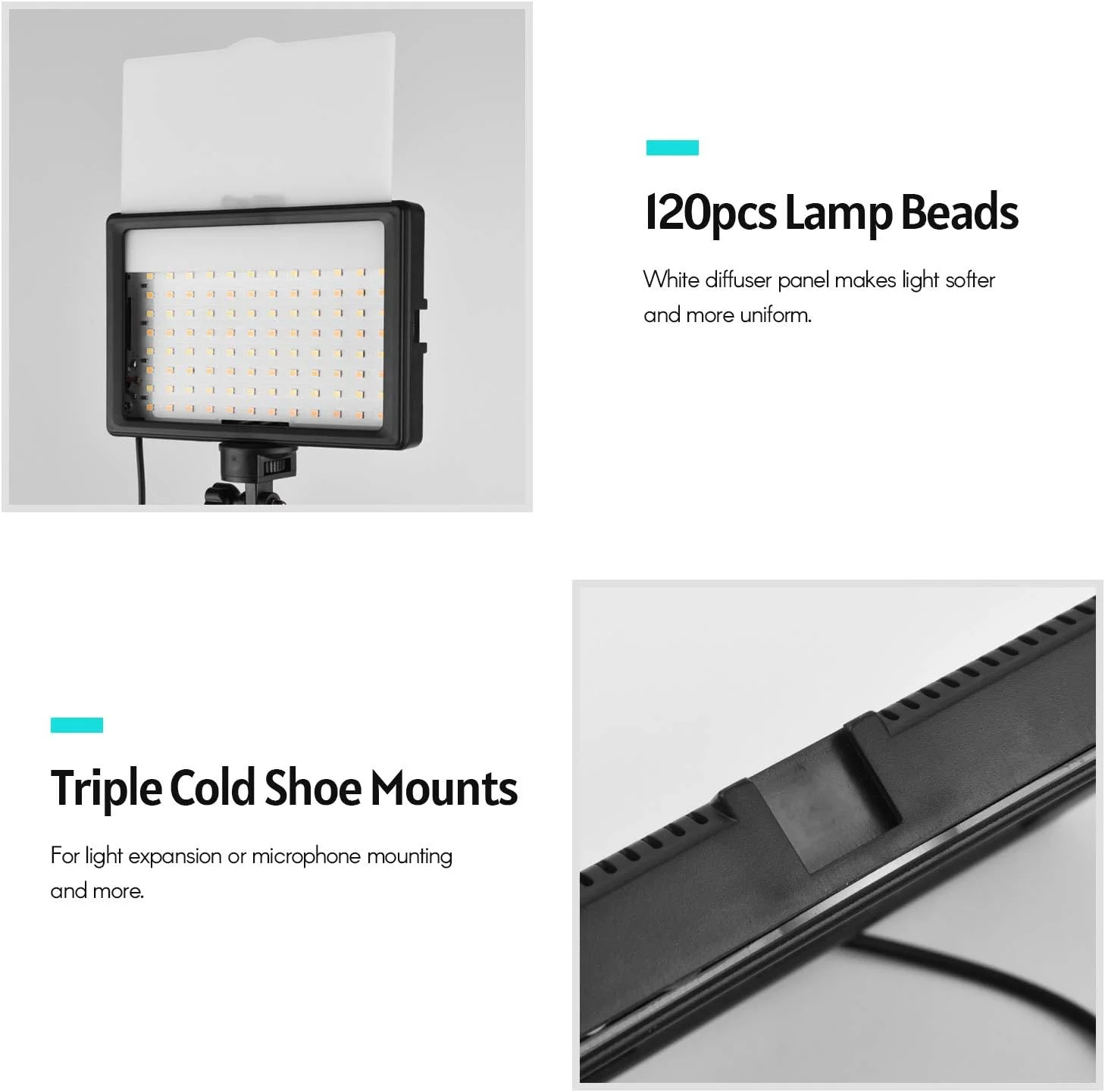 کیت نور ویدئویی ال ای دی USB پپیسکی 2 عددی، نورپردازی عکاسی 3200K-5500K، دارای 120 عدد لامپ، 14 سطح روشنایی قابل تنظیم با پایه 148 سانتی‌متری و 5 فیلتر رنگی سفید، قرمز، زرد، سبز و آبی