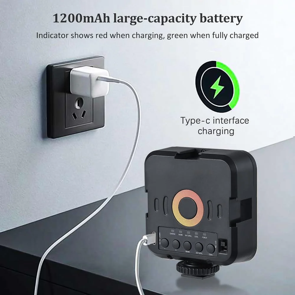 چراغ LED کوچک عکاسی پپیسکی با نور قابل تنظیم، چراغ قابل حمل برای ولاگ با حالت های نور دو رنگ، باتری 1200mAh، پورت شارژ USB، 3 کفشک سرد، 70 مهره LED، دمای رنگ 3000K-9000K چراغ LED کوچک عکاسی پپیسکی با نور قابل تنظیم، چراغ قابل حمل برای ولاگ با حالت های نور دو رنگ، باتری 1200mAh، پورت شارژ USB، 3 کفشک سرد، 70 مهره LED، دمای رنگ 3000K-9000K