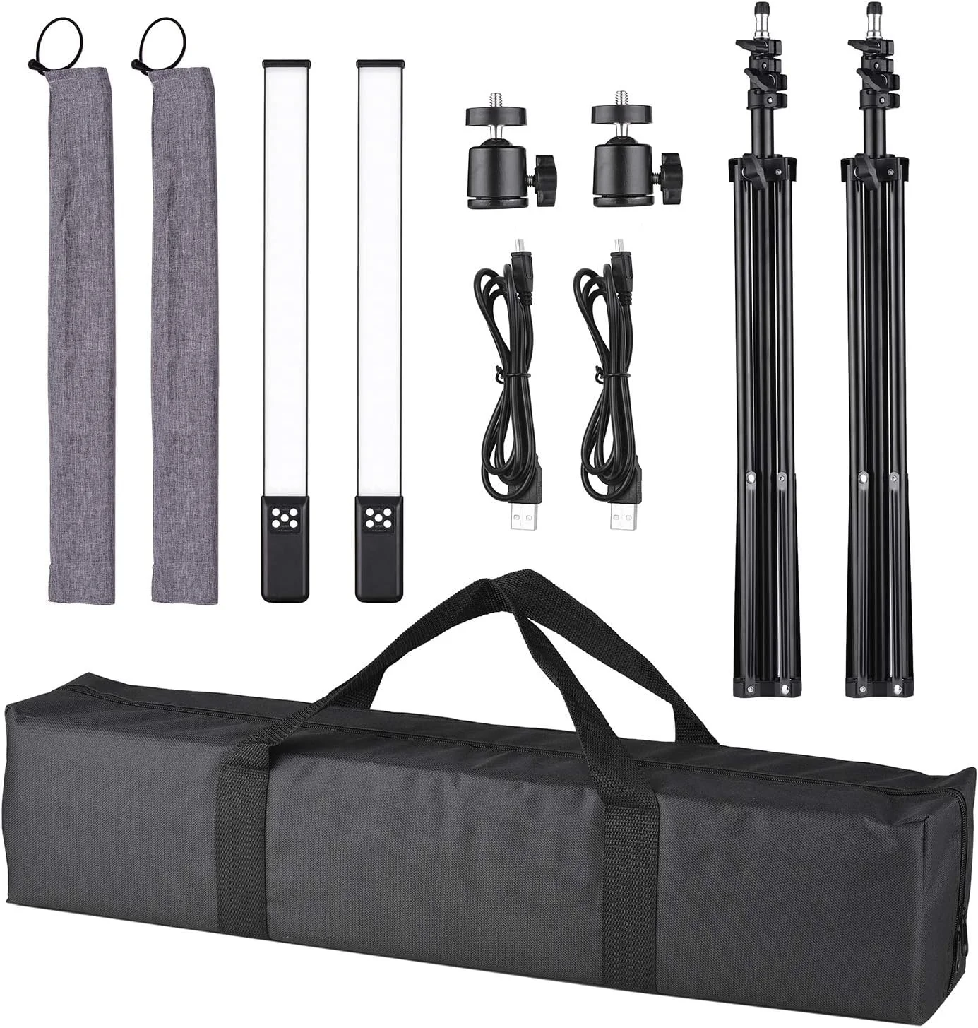 کیت نورپردازی استودیویی Pepisky شامل 2 عدد لوله نور LED دستی 3000K-5700K با قابلیت تنظیم نور CRI95 باتری داخلی 2 عدد پایه نور 2 متری با کابل شارژ USB و کیف حمل کیت نورپردازی استودیویی Pepisky شامل 2 عدد لوله نور LED دستی 3000K-5700K با قابلیت تنظیم نور CRI95 باتری داخلی 2 عدد پایه نور 2 متری با کابل شارژ USB و کیف حمل