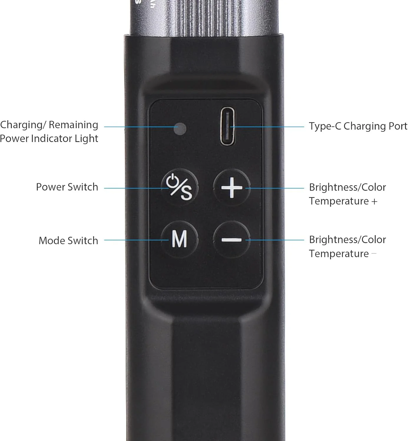 چراغ عصایی RGB پپیسکی، نور ویدئویی قابل حمل با دمای رنگی دوگانه 2500K-9900K، روشنایی قابل تنظیم در 12 سطح با 7 نوع جلوه نورپردازی ویژه، مناسب برای استودیو