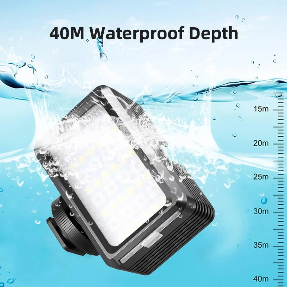 چراغ غواصی ضد آب پپیسکی RGB، چراغ ویدئویی LED کوچک 2700K-9000K، مناسب برای عکاسی و فیلمبرداری در زیر آب تا عمق 40 متر، دارای باتری داخلی