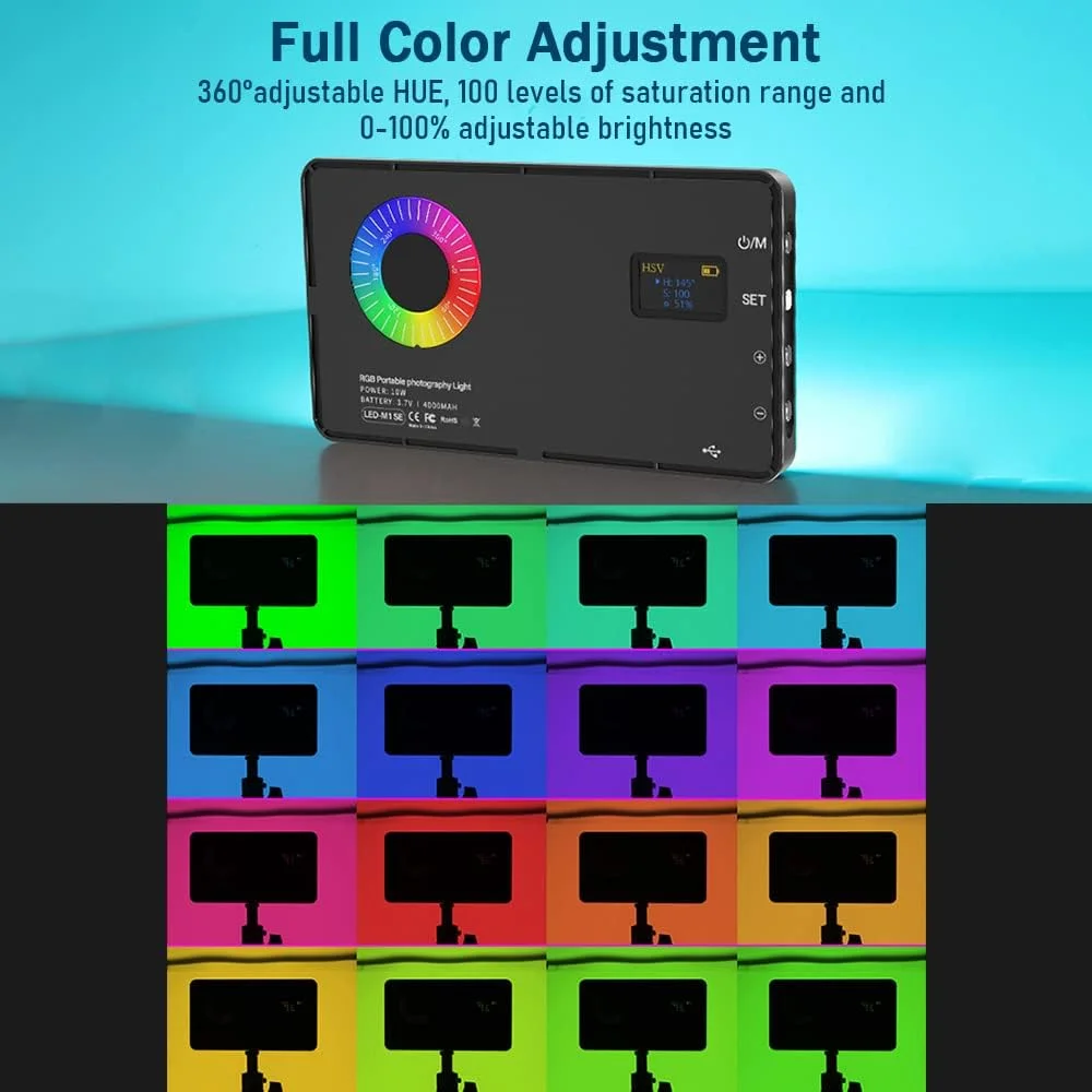 نور ویدئویی RGB قابل حمل Pepisky، پنل نور LED با قابلیت تنظیم نور 3000K-8500K، دارای 12 جلوه نوری، CRI97، باتری داخلی با آداپتور کفشک سرد برای تولید ولاگ، پخش زنده، کنفرانس ویدیویی نور ویدئویی RGB قابل حمل Pepisky، پنل نور LED با قابلیت تنظیم نور 3000K-8500K، دارای 12 جلوه نوری، CRI97، باتری داخلی با آداپتور کفشک سرد برای تولید ولاگ، پخش زنده، کنفرانس ویدیویی