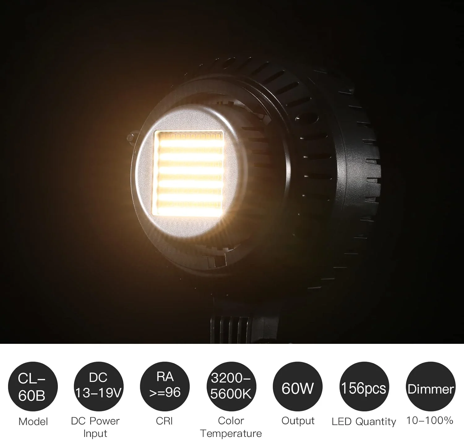 نور استودیویی حرفه ای 60 وات Pepisky، نور ویدئویی LED با دمای دو رنگ 3200K-5600K با مانت بوئنز، محافظ، رفلکتور و کنترل از راه دور برای عکاسی استودیویی، فضای باز، پرتره و ویدئو