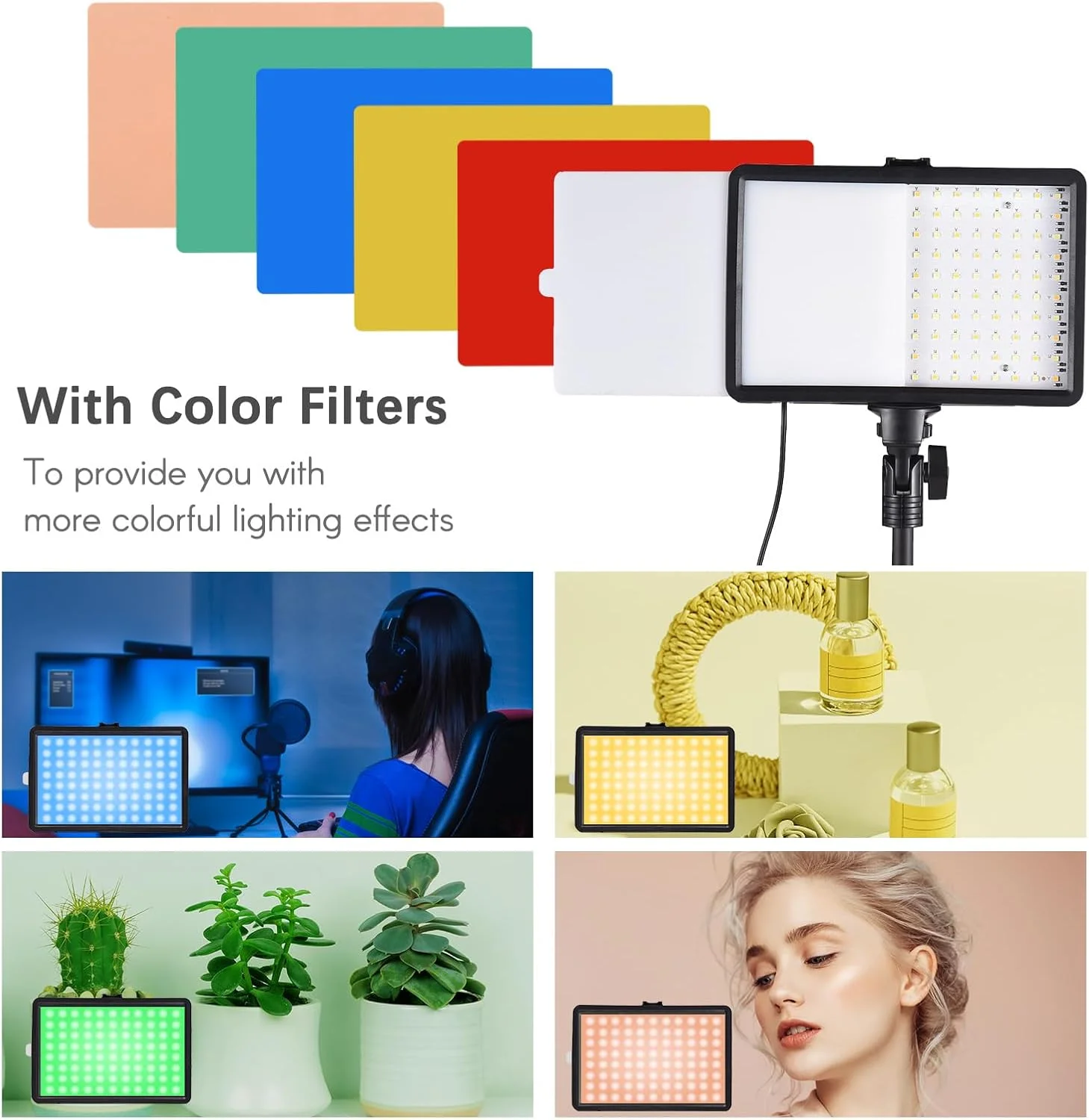 مجموعه دو عددی چراغ های LED ویدئویی USB پپیسکی، چراغ های پرکننده با دمای دو رنگ، 10 سطح روشنایی با پایه های نور، فیلترهای رنگی برای نورپردازی کنفرانس ویدئویی، پخش زنده، عکاسی محصول مجموعه دو عددی چراغ های LED ویدئویی USB پپیسکی، چراغ های پرکننده با دمای دو رنگ، 10 سطح روشنایی با پایه های نور، فیلترهای رنگی برای نورپردازی کنفرانس ویدئویی، پخش زنده، عکاسی محصول