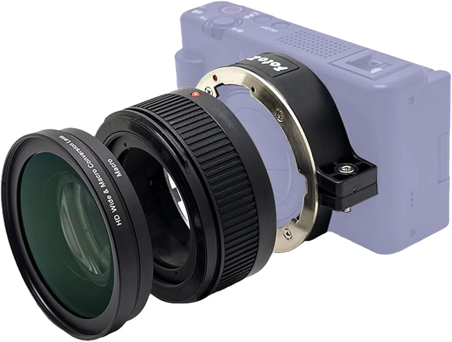 لنز زاویه باز FotoZ سازگار با Sony Vlogcam ZV-1 M2، لنز تبدیل HD واید و ماکرو 2 در 1 به همراه لوله توسعه، آداپتور لنز با پایه سرنیزه
