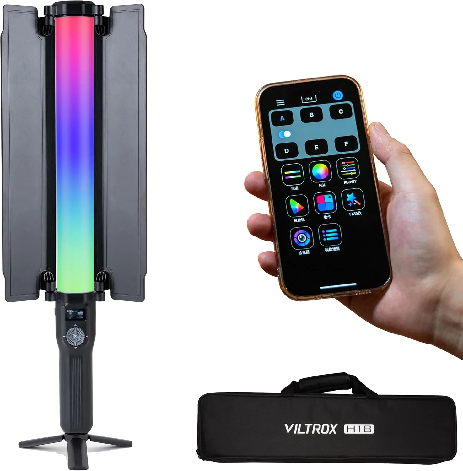 چراغ عصایی نورپردازی ویدئویی VILTROX H18 18W RGB، چراغ نورپردازی قابل حمل و شارژی