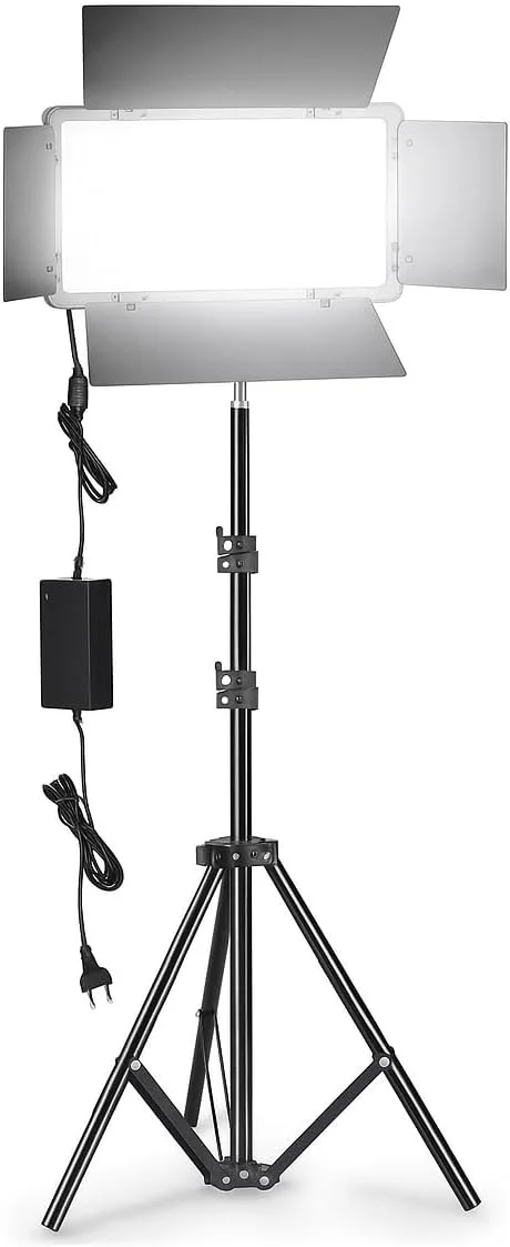 نور ال ای دی 800 استودیویی برای عکاسی، فیلمبرداری و پخش زنده با قابلیت تنظیم نور و دمای رنگ 3200-5600K به همراه پایه، 40 وات 15 ولت