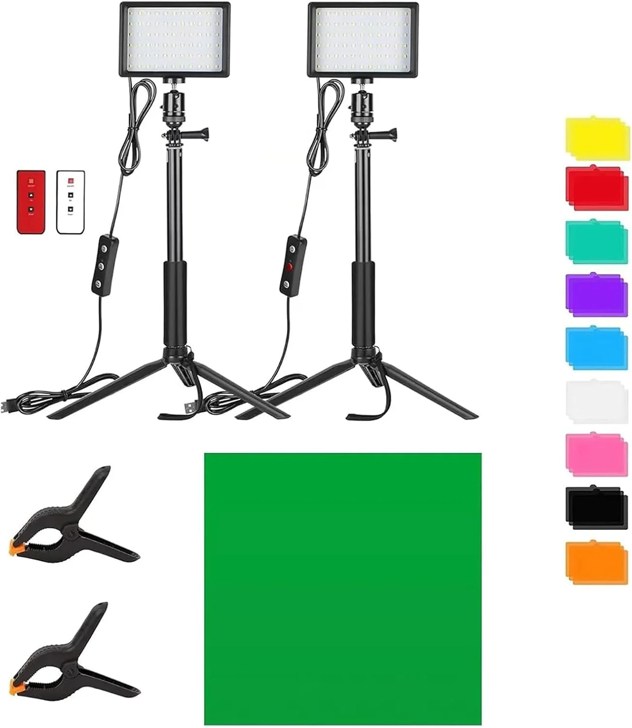 نور عکاسی، چراغ ویدئویی 66 LED با پایه سه پایه، نورپردازی خروجی مداوم 5600K قابل حمل برای استودیوی عکس غذا، چراغ های عکسبرداری کنترل از راه دور با پارچه پس زمینه و گیره و 18 فیلتر رنگی