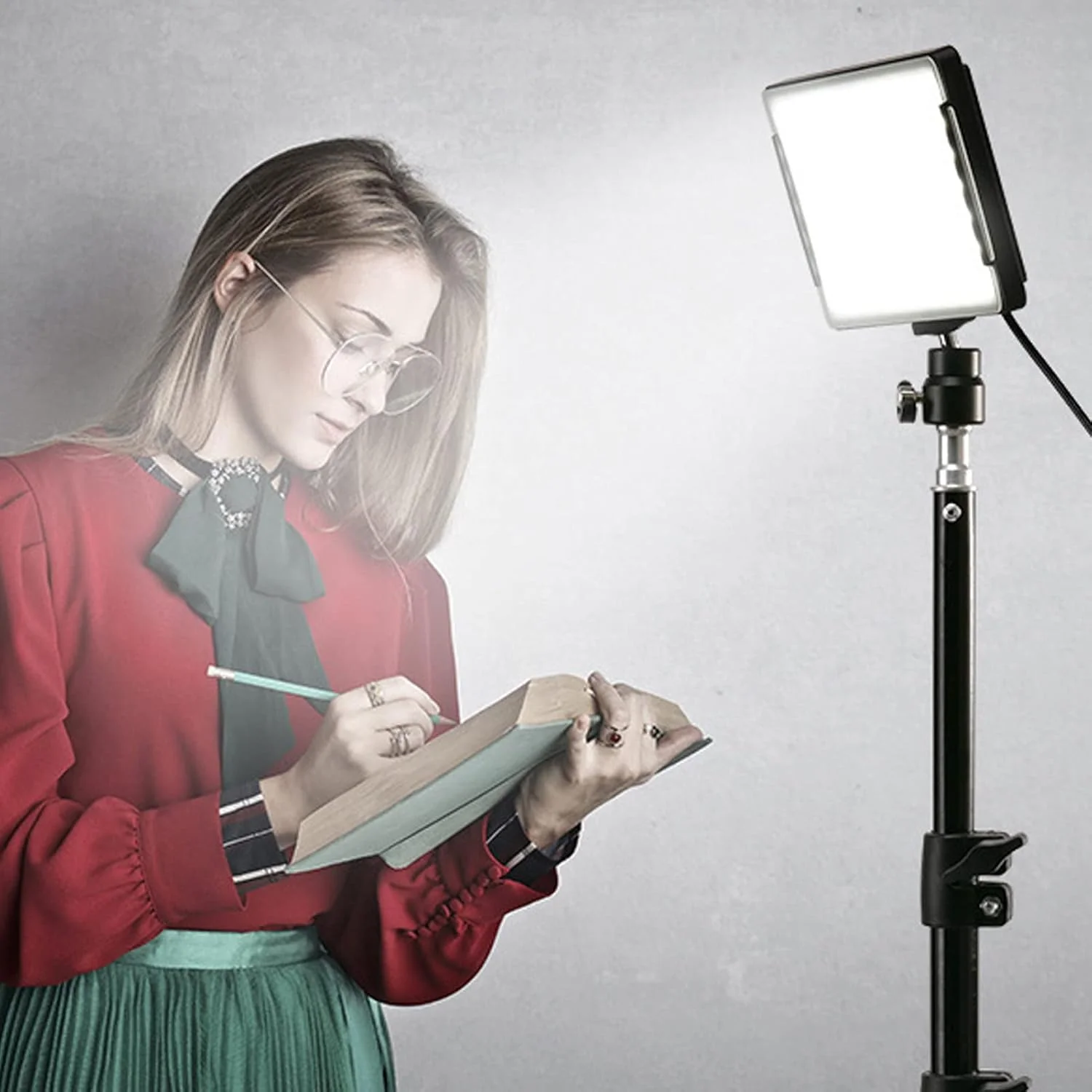 کیت نورپردازی ویدئویی عکاسی 2 تکه، چراغ های استودیویی LED با 9 فیلتر رنگی برای ضبط ویدئو و فیلم رومیزی عکس دوربین