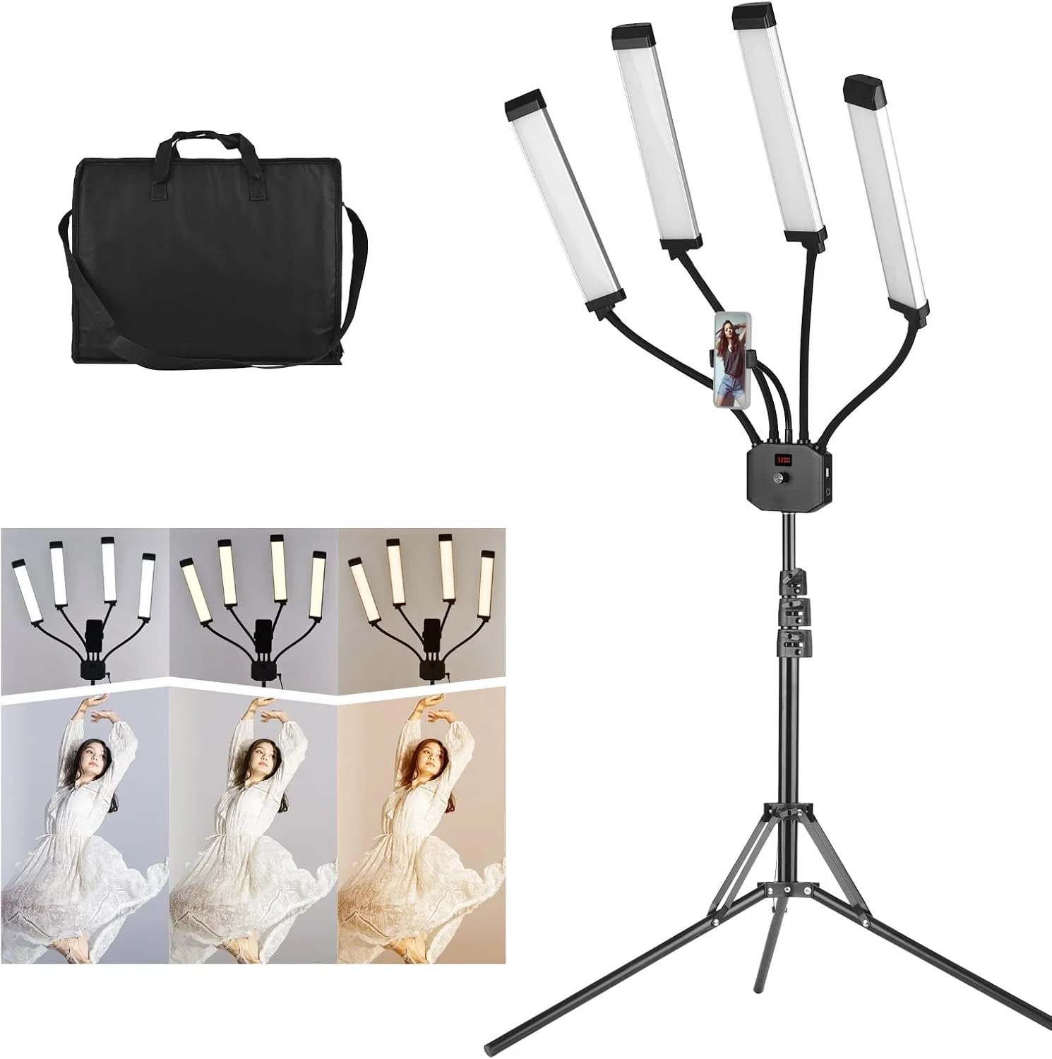 نور عکاسی مدل 4-Arms LED به همراه پایه 2 متری