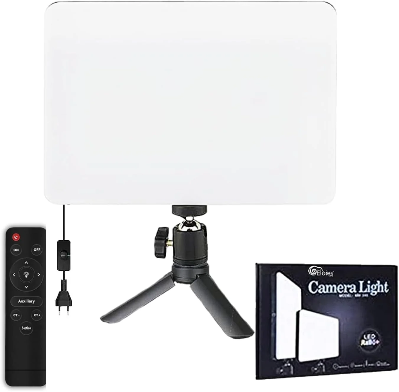 پنل نور نرم ال ای دی دو رنگ Eloies®‎، برای عکاسی/فیلمبرداری استودیویی/کنفرانس یوتیوب، روشنایی قابل تنظیم 2700K-5700K CRI95+ | همراه با کنترل از راه دور و مینی سه پایه | نور مداوم
