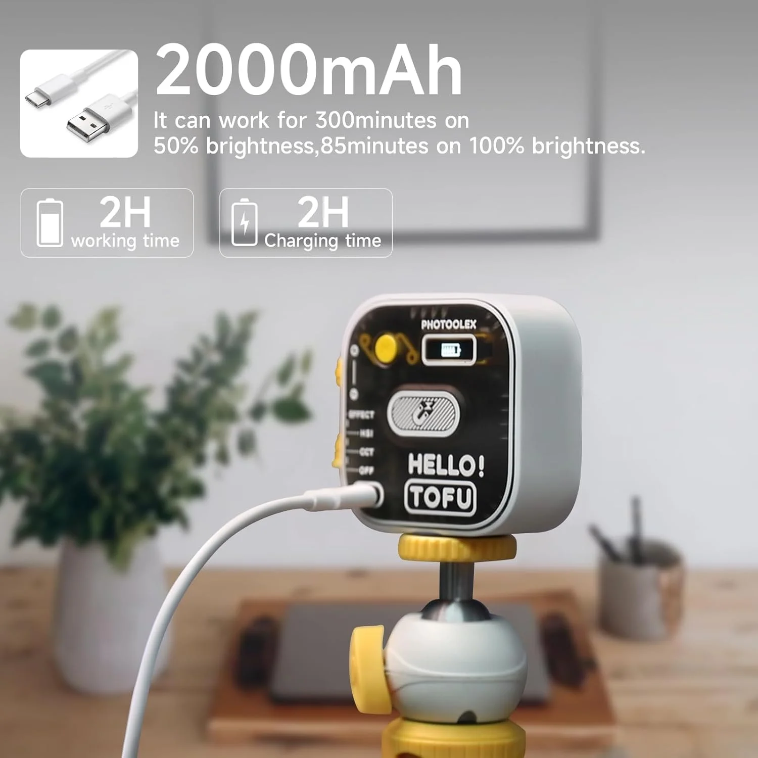 نور ویدئویی RGB فوتولکس Tofu، نور LED دوربین 360 درجه تمام رنگی قابل حمل برای عکاسی، 2000mAh قابل شارژ CRI 96+/21 حالت صحنه/2500-9900K پنل قابل تنظیم با قابلیت جذب مغناطیسی