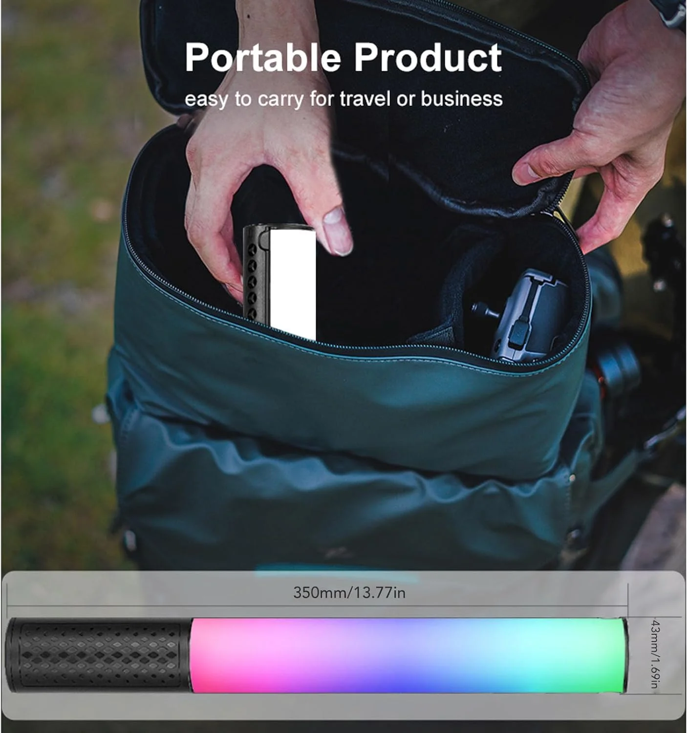 چراغ عصایی ال ای دی مغناطیسی RGB، 20 وات، قابل حمل برای عکاسی، 1800-9000K با قابلیت تنظیم نور، CRI 95+ نورپردازی ویدیویی تمام رنگی با سه پایه و کنترل نور