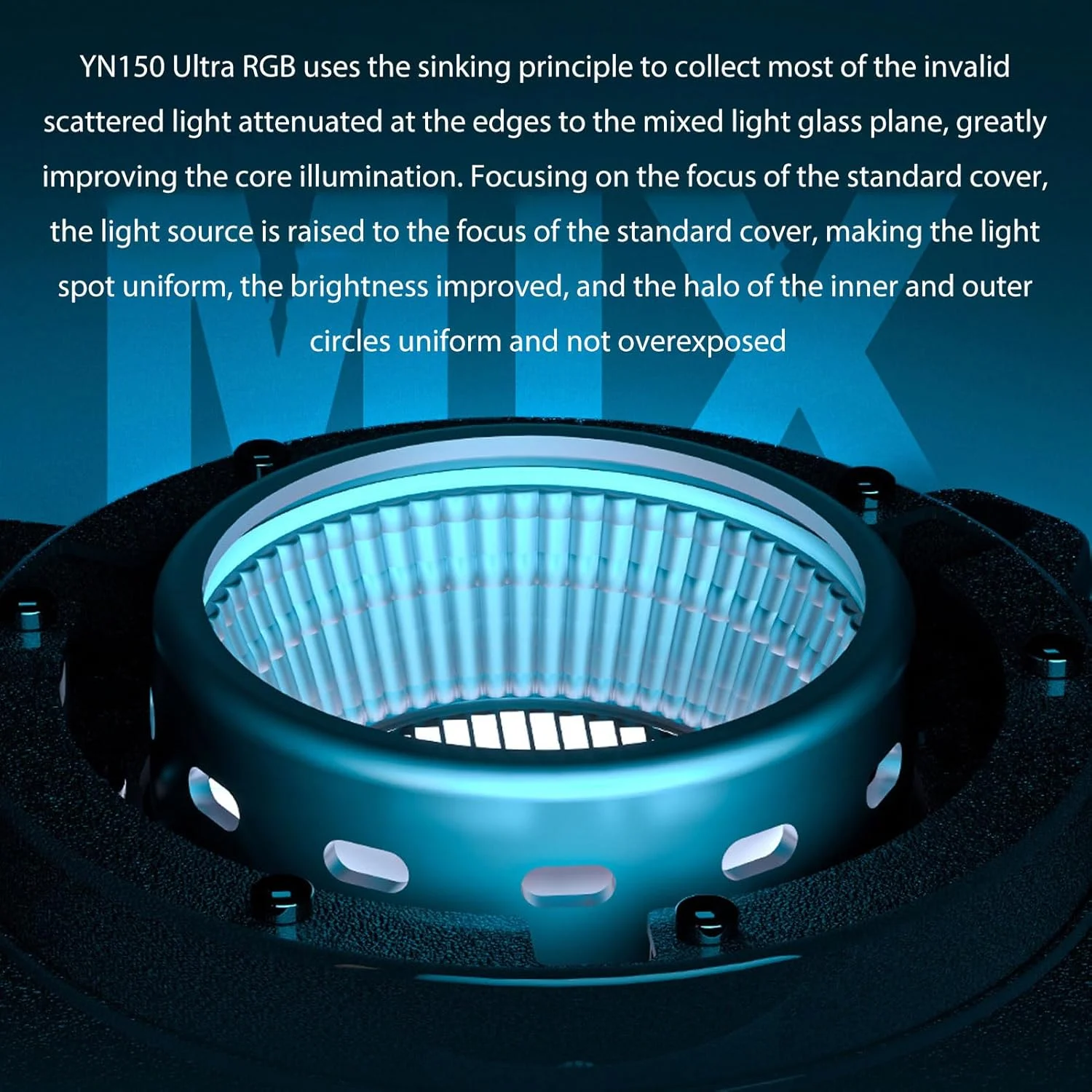 نور ویدئویی LED مدل YN150 Ultra Bi Mini، نور COB LED با پایه مینی Bowens، 150 وات، 2700K-6500K، دارای 11 جلوه FX، نورپردازی مداوم عکاسی با کنترل APP (پلاگ UK)