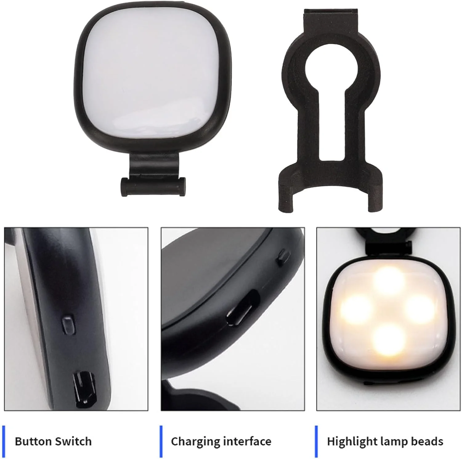 نور ویدئویی LED برای Osmo Pocket 3 2 1، نور پرکننده قابل شارژ USB، تنظیم 3 حالت نور، نور سلفی قابل حمل Vlog با براکت