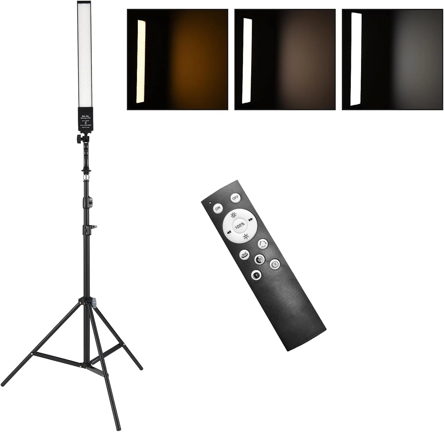 کیت نورپردازی قابل حمل Xunyee با میله نور LED ویدئویی 24 وات 3200K-5500K با قابلیت تنظیم نور + پایه نور فلزی 2 متری + کنترل از راه دور برای تولید محتوای ویدیویی، پخش زنده، عکاسی از محصول و پرتره