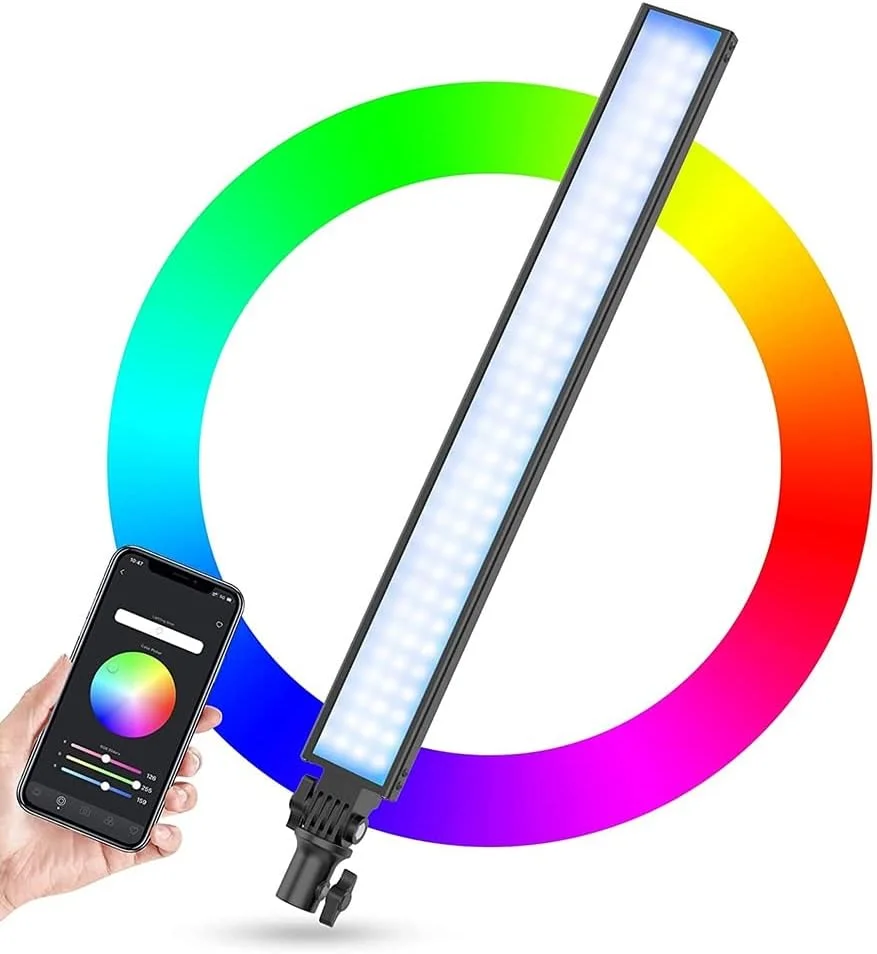 چراغ عصایی RGB با کنترل از طریق اپلیکیشن، چراغ قابل حمل برای نورپردازی عکاسی، دارای 10 افکت نوری برای یوتیوب، نقاشی، ولاگ، پخش زنده و سلفی