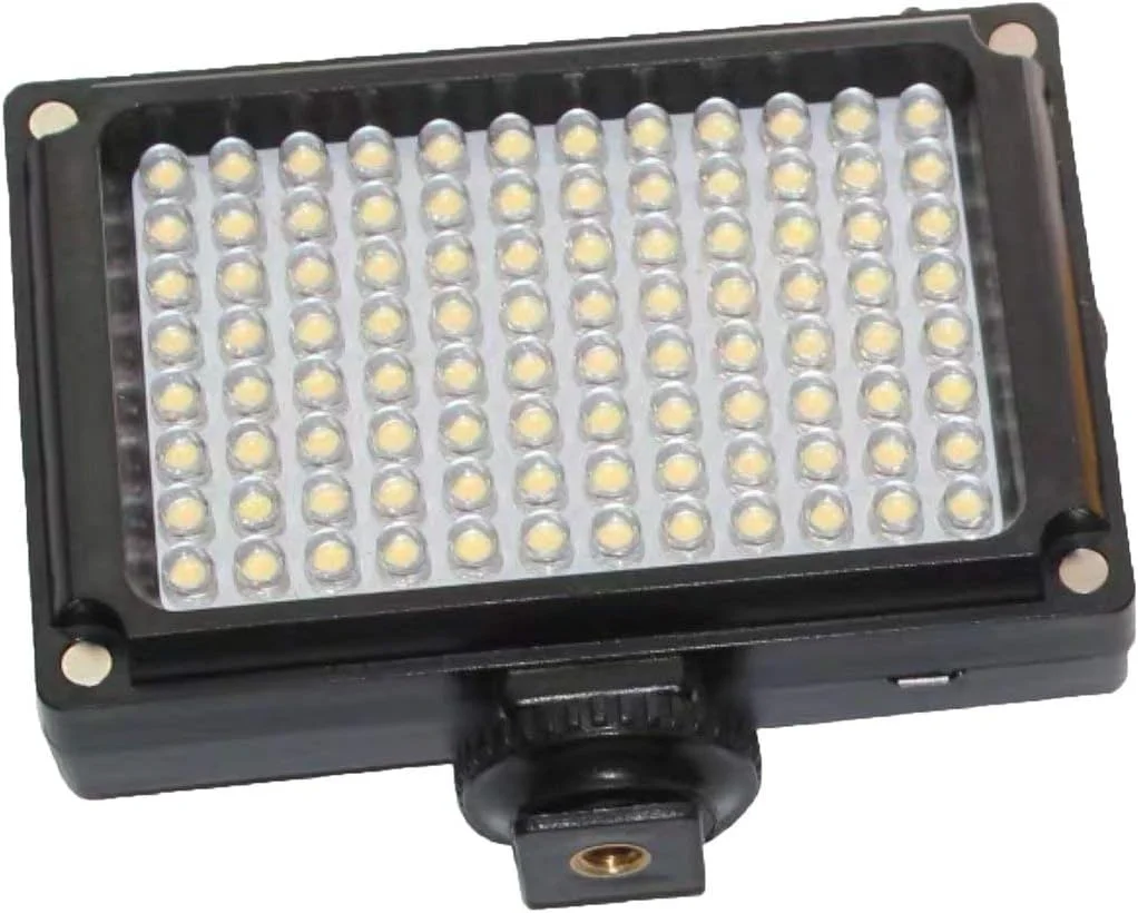 چراغ ویدئویی ال ای دی دوربین، چراغ سلفی قابل حمل با 96 ال ای دی به همراه کفشک برای دوربین گوشی های هوشمند (مشکی)