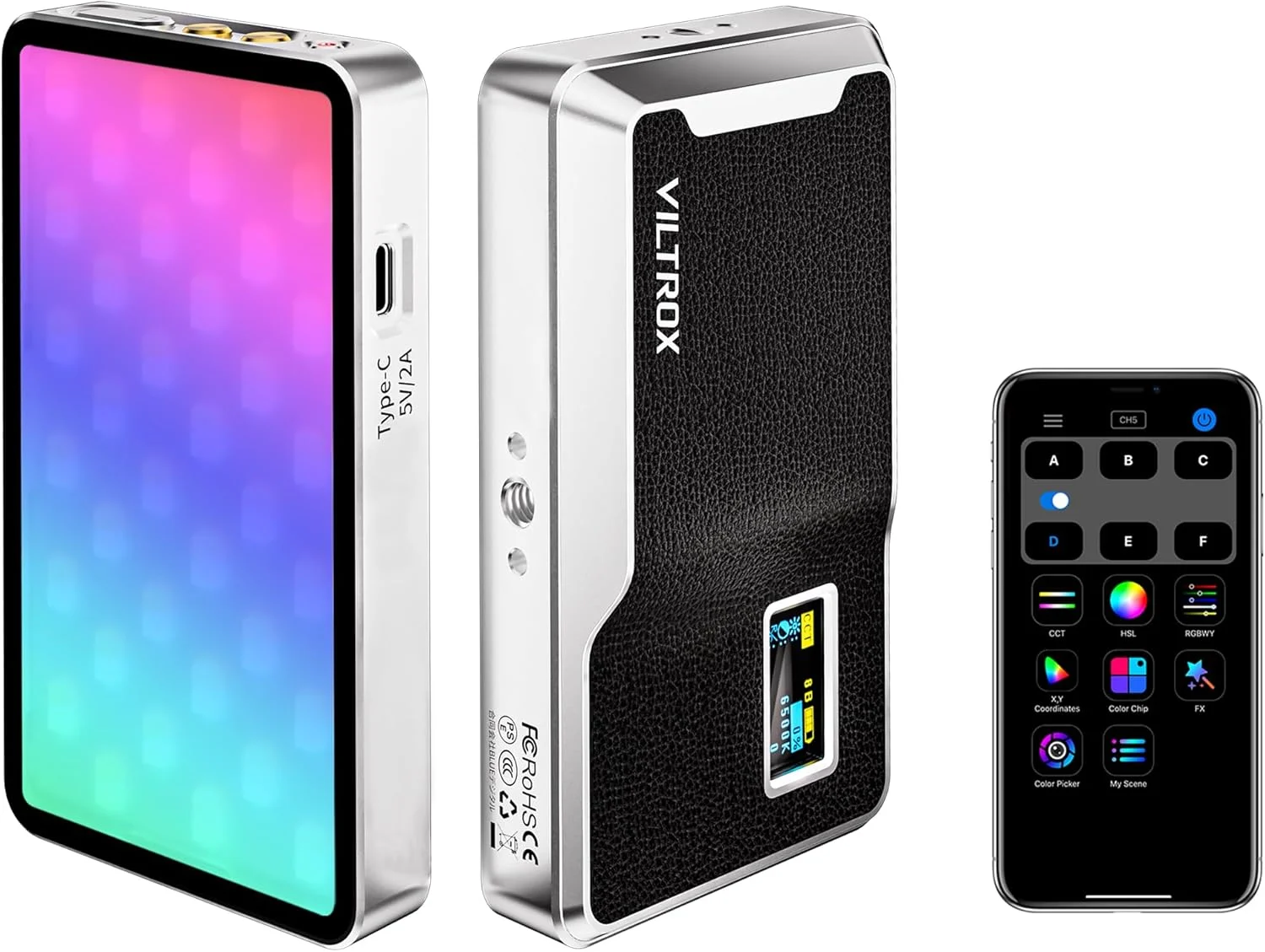 نور ال ای دی 6000mAh ویلتراکس برای دوربین، نور ویدئویی RGB با کنترل برنامه، RGB قابل حمل برای عکاسی، پنل نور ال ای دی برای دوربین برای ضبط ویدئو (Retro 08X)