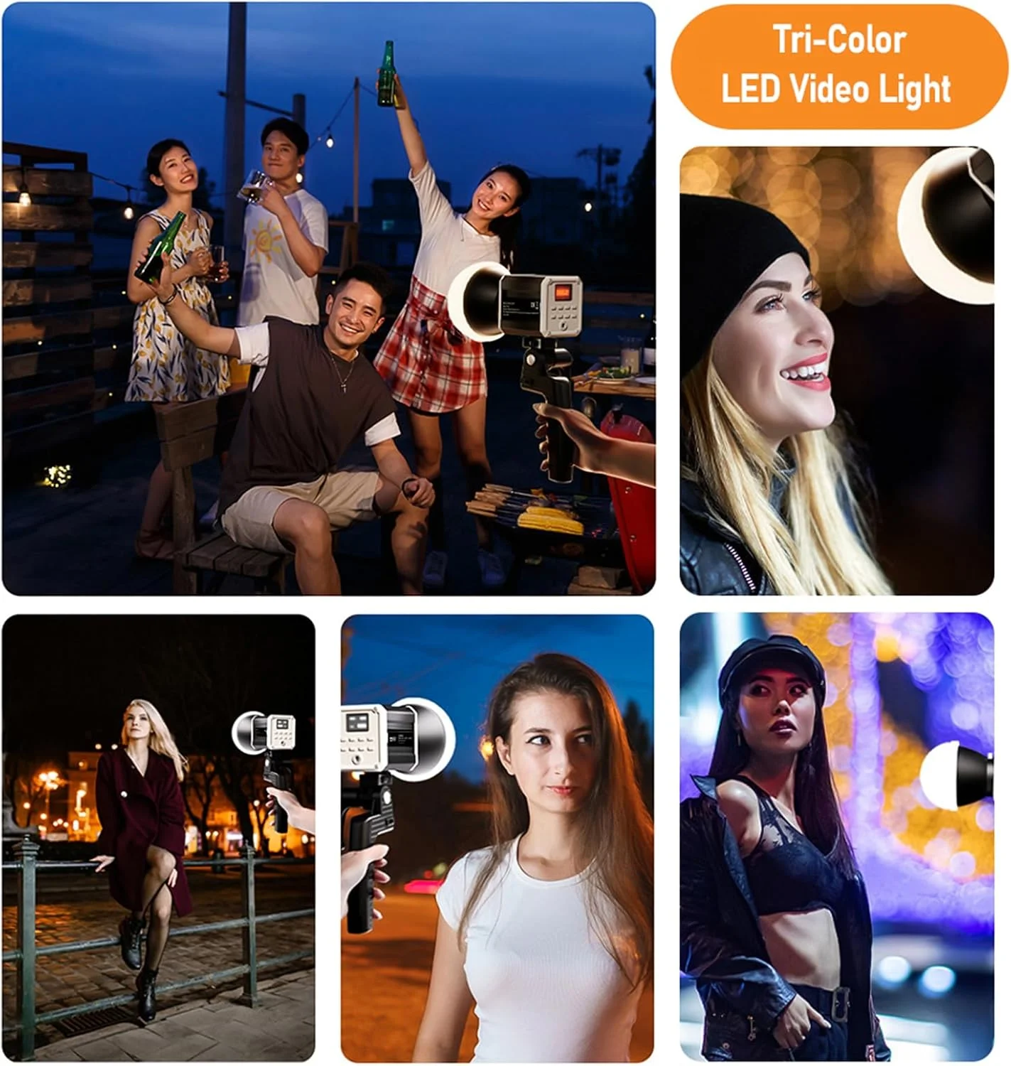 نور ویدئویی RGB COB قابل حمل 55 واتی با دمای رنگی 2800K تا 6800K و قابلیت تنظیم نور، دارای 9 جلوه نوری به همراه سافت باکس هشت ضلعی، دسته، ریموت کنترل برای پخش زنده، استودیوی خانگی، عکاسی پرتره محصول