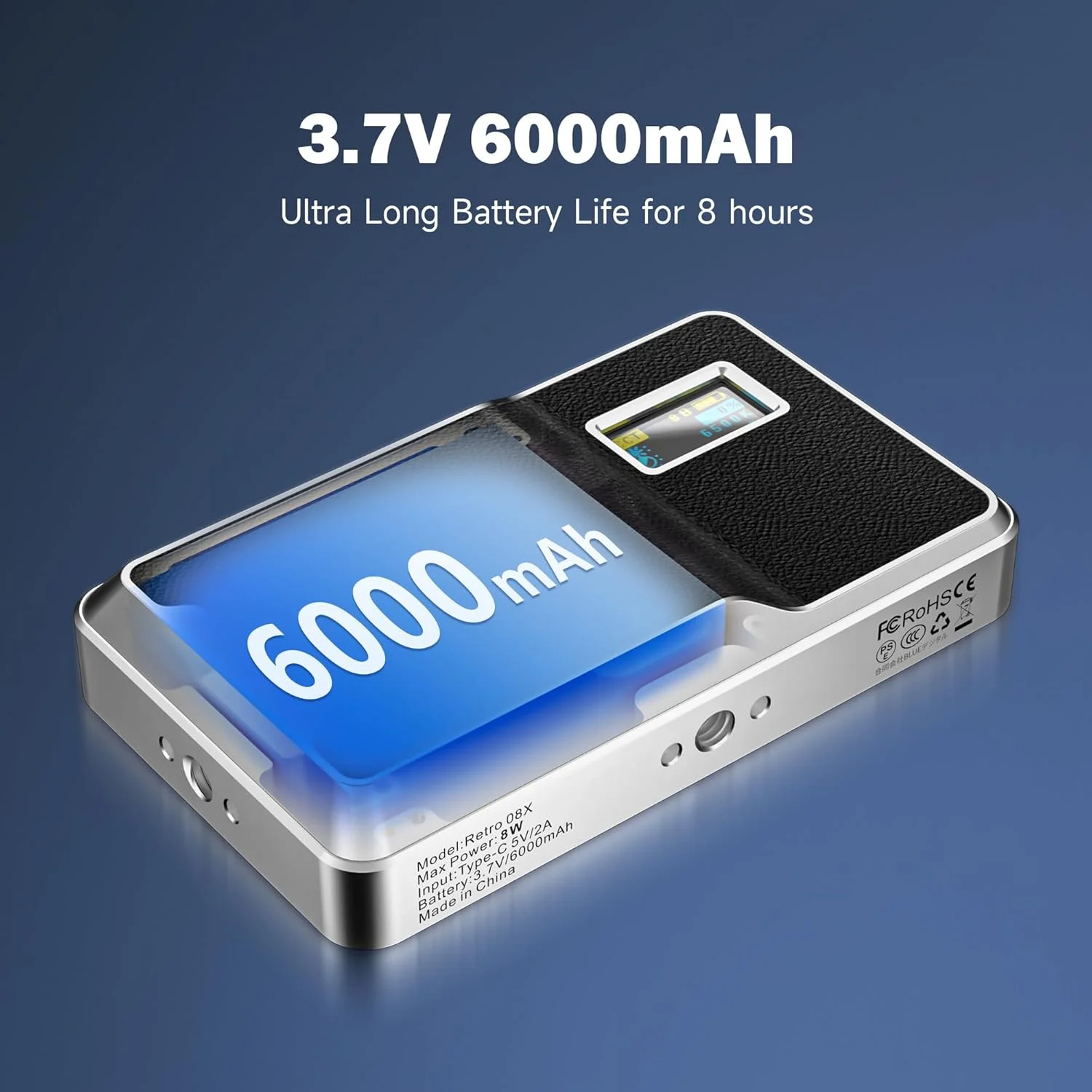 نور ال ای دی 6000mAh ویلتراکس برای دوربین، نور ویدئویی RGB با کنترل برنامه، RGB قابل حمل برای عکاسی، پنل نور ال ای دی برای دوربین برای ضبط ویدئو (Retro 08X)