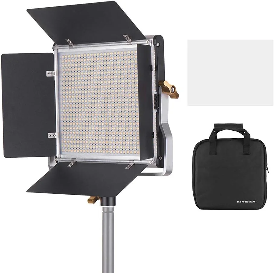 نور ویدئویی LED حرفه ای Andoer با قابلیت تنظیم نور، 660 لامپ LED دو رنگ، پنل نور 3200-5600K CRI 85+ با براکت U و کیت نورپردازی Barndoor برای عکاسی استودیویی و فیلمبرداری