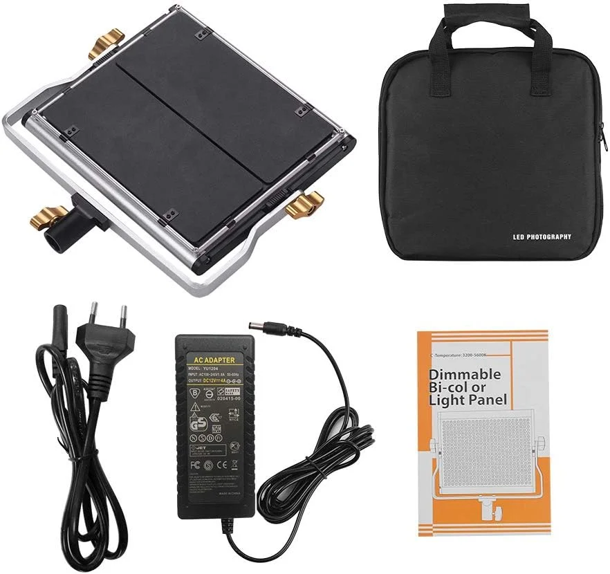 نور ویدئویی LED حرفه ای Andoer با قابلیت تنظیم نور، 660 لامپ LED دو رنگ، پنل نور 3200-5600K CRI 85+ با براکت U و کیت نورپردازی Barndoor برای عکاسی استودیویی و فیلمبرداری