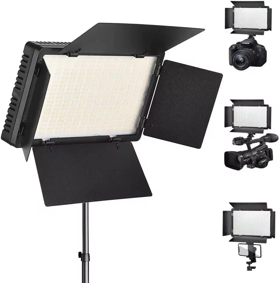 کیت نورپردازی حرفه ای ال ای دی، چراغ های با روشنایی و رنگ قابل تنظیم، فیلترها برای نورپردازی عکاسی استودیویی، نور ویدئویی دوربین، پایه های چراغ بلند قابل شارژ U600