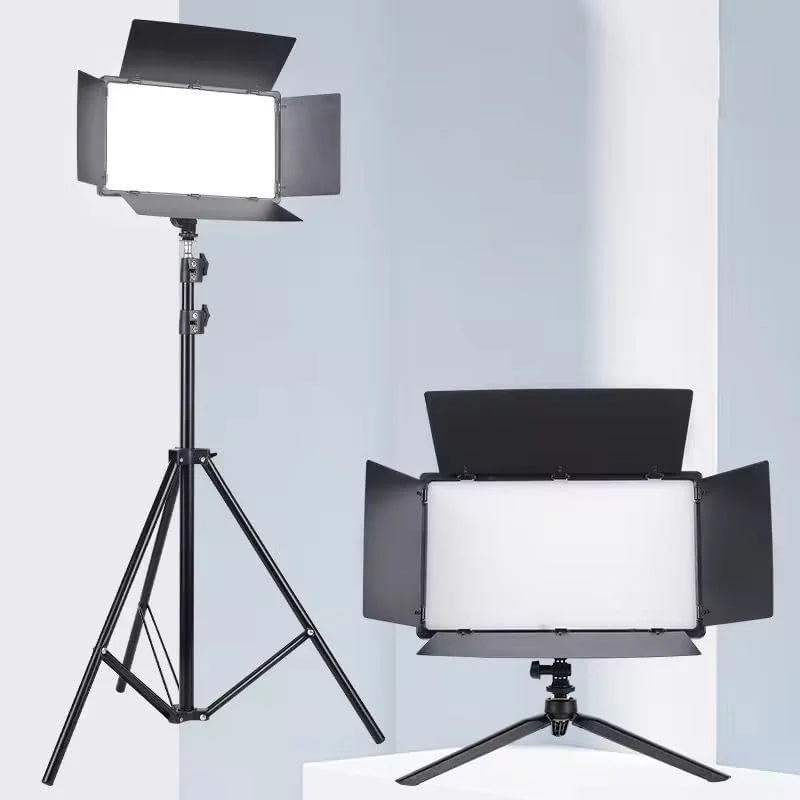 کیت نورپردازی حرفه ای ال ای دی، چراغ های با روشنایی و رنگ قابل تنظیم، فیلترها برای نورپردازی عکاسی استودیویی، نور ویدئویی دوربین، پایه های چراغ بلند قابل شارژ U600