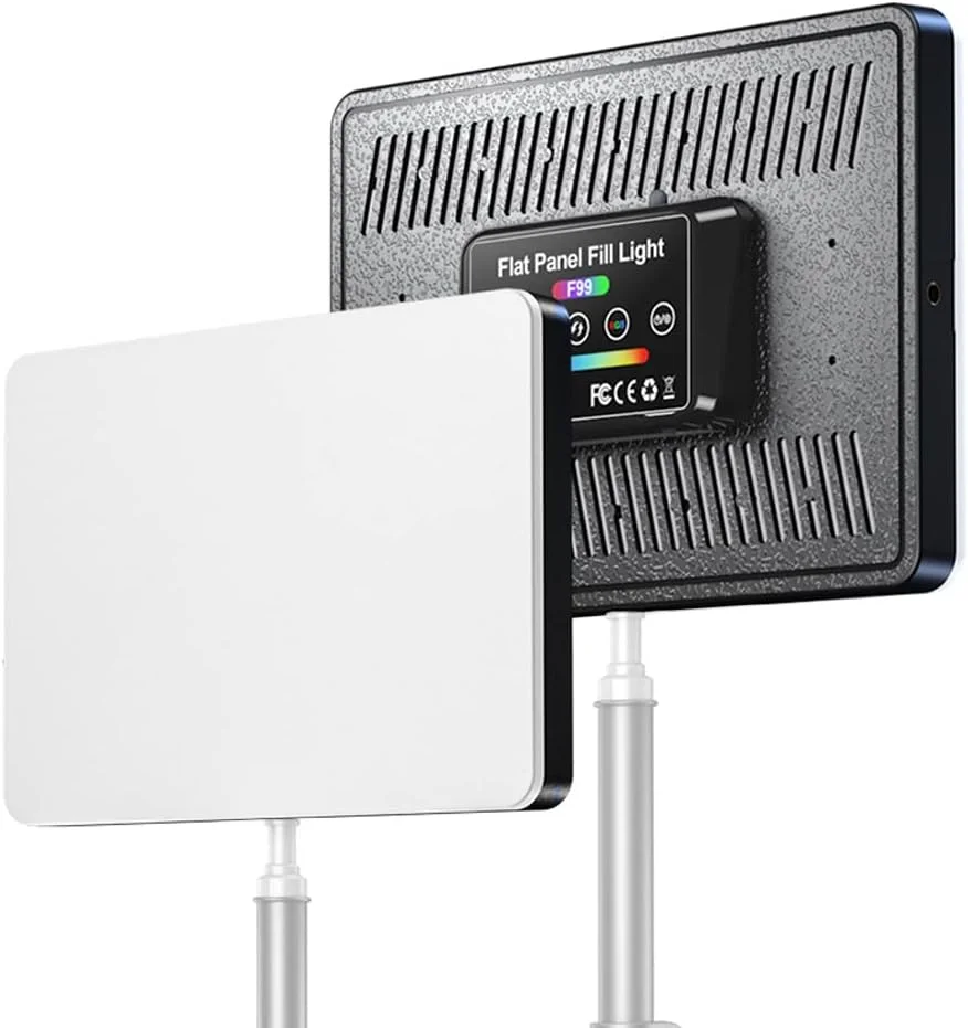 پنل نور ال ای دی 40 وات RGB حرفه ای برای عکاسی و فیلمبرداری، دمای رنگ دوگانه 3000K تا 6500K، روشنایی قابل تنظیم، حالت های متنوع، RA95 بالا با سر توپی و کنترل از راه دور برای پرتره و اشیاء بی جان