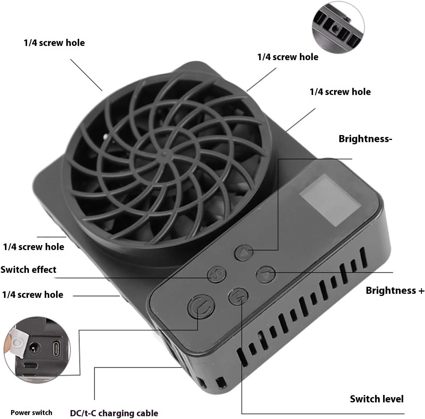 نور استودیویی LED حرفه ای 100 وات، نور ویدئویی دستی 2800 تا 6800 کلوین با بدنه آلیاژ آلومینیوم بادوام، مناسب برای نورپردازی دستی در فضای باز و شب