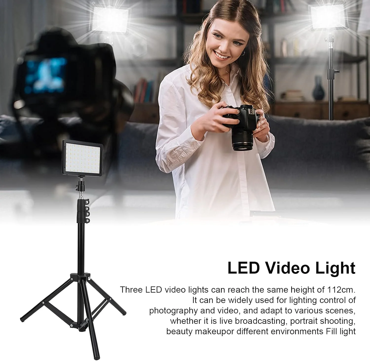 نور پرکننده LED، 3 بسته نور پرکننده قابل تنظیم روشنایی حرفه ای و کاربردی برای عکاسی پرتره، آرایش زیبایی یا پخش زنده