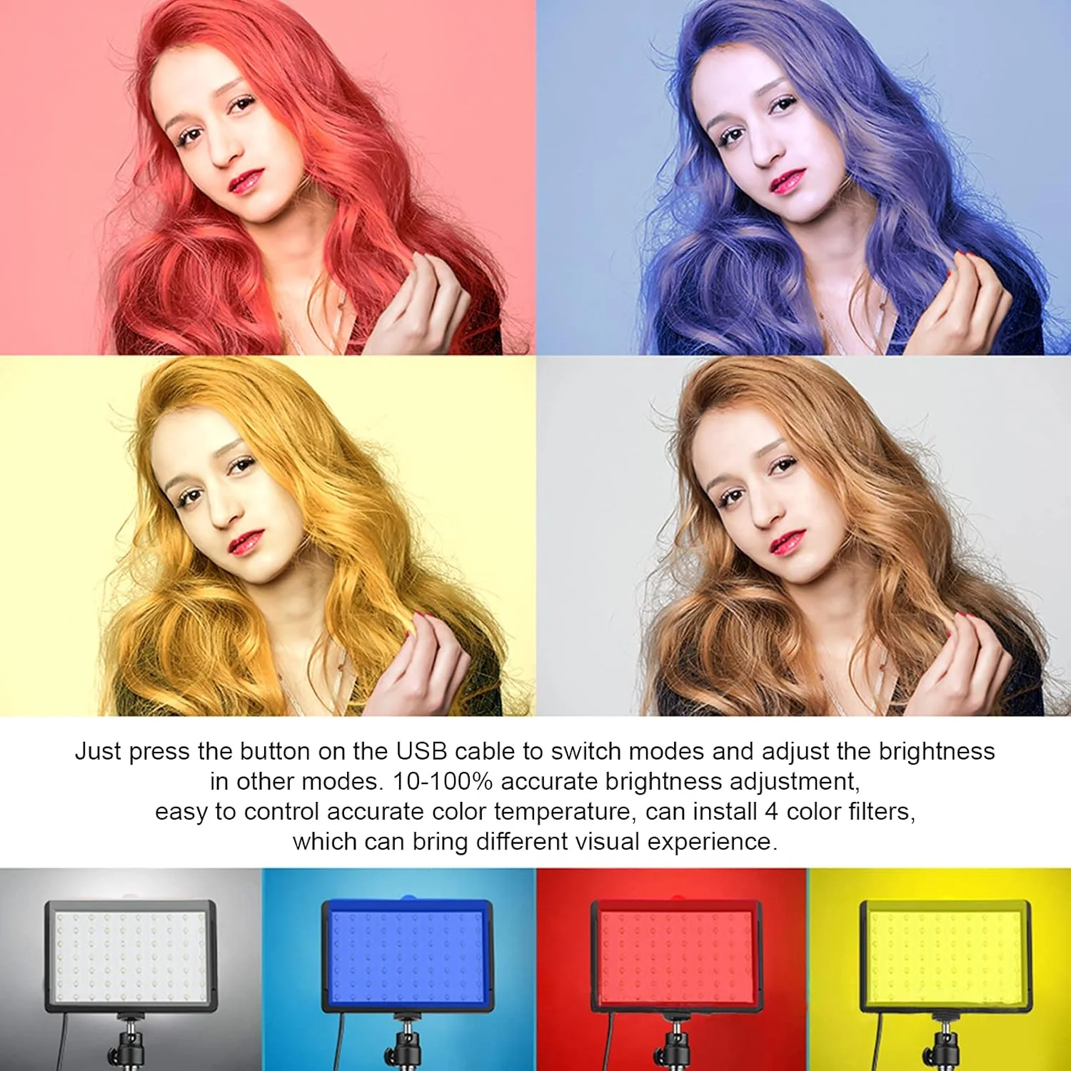 نور پرکننده LED، 3 بسته نور پرکننده قابل تنظیم روشنایی حرفه ای و کاربردی برای عکاسی پرتره، آرایش زیبایی یا پخش زنده