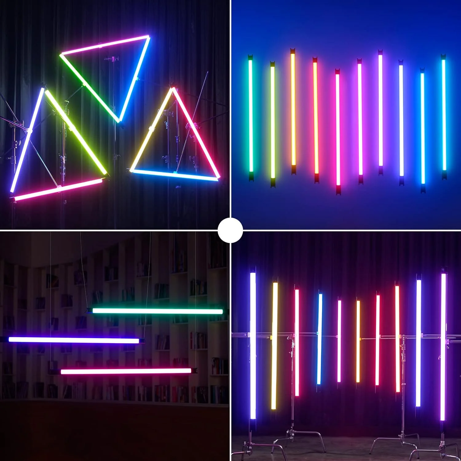 چراغ تیوب RGB، چراغ تیوب LED مدل TL120 حرفه ای با نور ویدیویی RGB تمام رنگی 0-360 درجه، دمای دو رنگ 2700K-6500K با قابلیت تنظیم روشنایی، CRI 96 TLCL 98 با کنترل برنامه تلفن هوشمند و کیف حمل برای پخش زنده