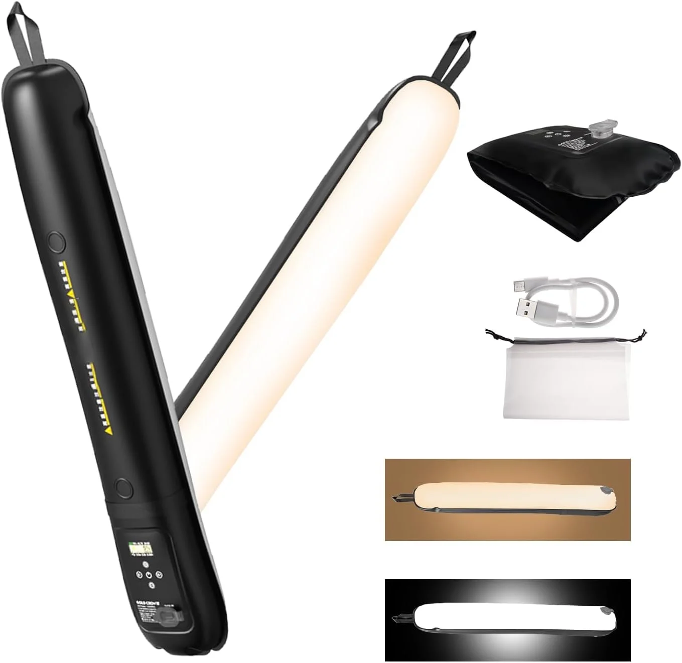 چراغ LED دستی دو رنگ، میله نور ویدئویی، باتری قابل شارژ، نورپردازی قابل حمل 12 وات 2700K-6500K، CRI 95+، چراغ عکاسی دستی، برای عکس، ضبط ویدئو، پخش بازی