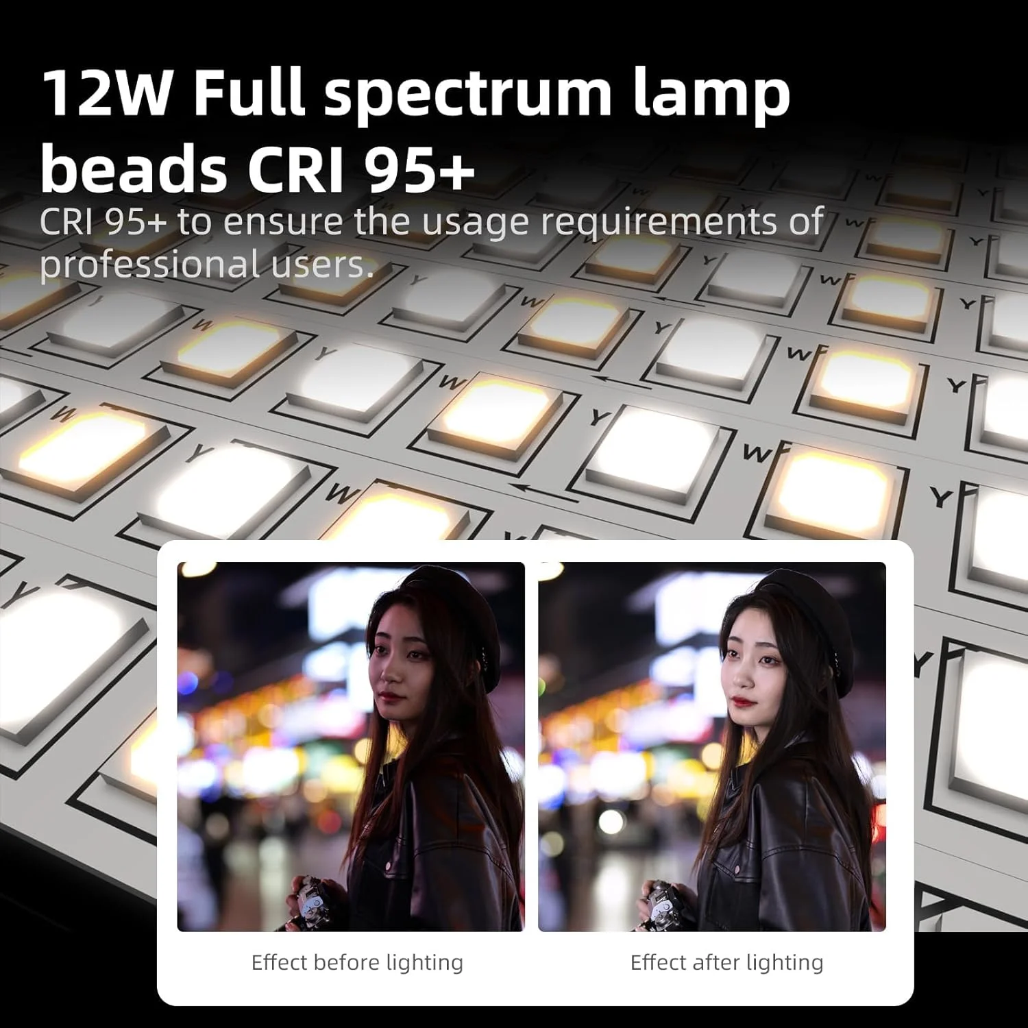 چراغ LED دستی دو رنگ، میله نور ویدئویی، باتری قابل شارژ، نورپردازی قابل حمل 12 وات 2700K-6500K، CRI 95+، چراغ عکاسی دستی، برای عکس، ضبط ویدئو، پخش بازی