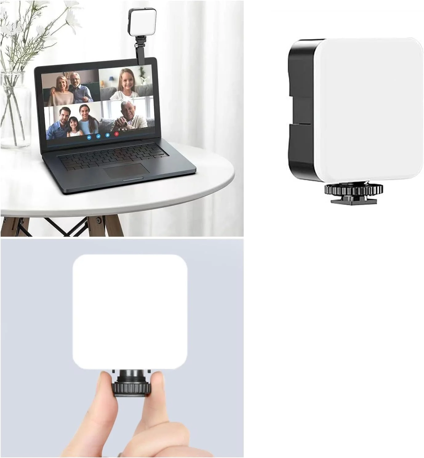 نور ویدئویی جیبی LED، نور پرکننده قابل شارژ قابل حمل با پایه قابل تنظیم 150 درجه، اندازه جمع و جور برای کنفرانس ویدئویی، عکاسی، پخش زنده