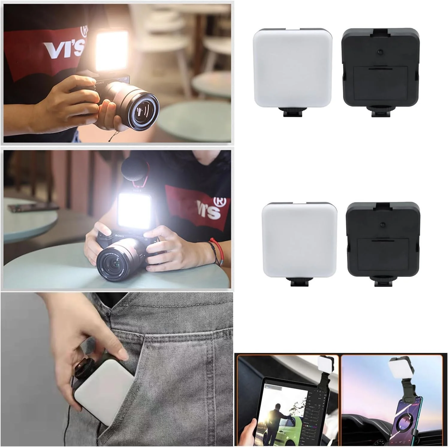 نور ویدئویی جیبی LED، نور پرکننده قابل شارژ قابل حمل با پایه قابل تنظیم 150 درجه، اندازه جمع و جور برای کنفرانس ویدئویی، عکاسی، پخش زنده