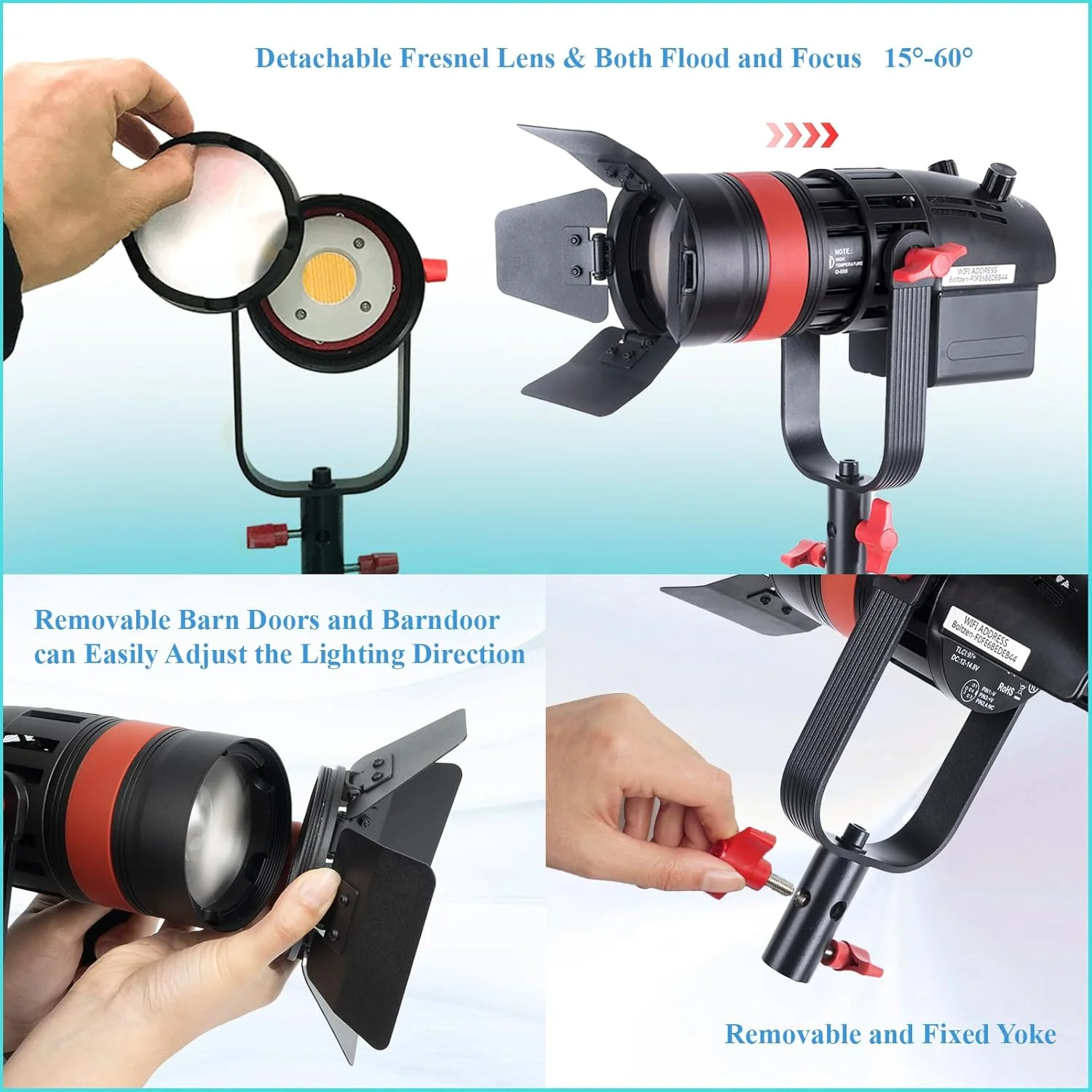 نور ویدئویی ال ای دی متمرکز شونده 55 وات Came-TV Boltzen Q-55WMKII COB، نور روز 5600K CRI96+ TLCI98+، کنترل با اپلیکیشن، جلوه های نورپردازی، فرکانس قابل تنظیم، دارای درهای کرکره ای جداشدنی و کیف حمل نور ویدئویی ال ای دی متمرکز شونده 55 وات Came-TV Boltzen Q-55WMKII COB، نور روز 5600K CRI96+ TLCI98+، کنترل با اپلیکیشن، جلوه های نورپردازی، فرکانس قابل تنظیم، دارای درهای کرکره ای جداشدنی و کیف حمل