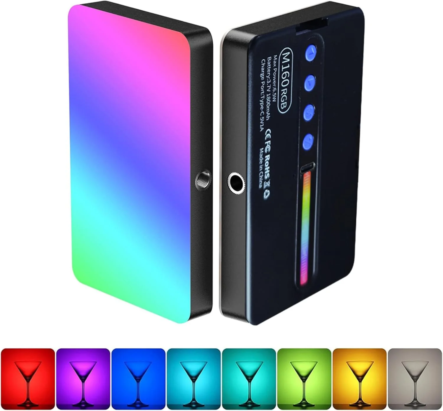 نور ویدئویی LED RGB، نور پرکننده عکاسی قابل شارژ RGB 2500K-8500K با قابلیت تنظیم نور، 20 جلوه نوری، آداپتور کفشک سرد برای پخش زنده ویدئویی Vlog، عمر باتری طولانی، مناسب برای تلفن و دوربین